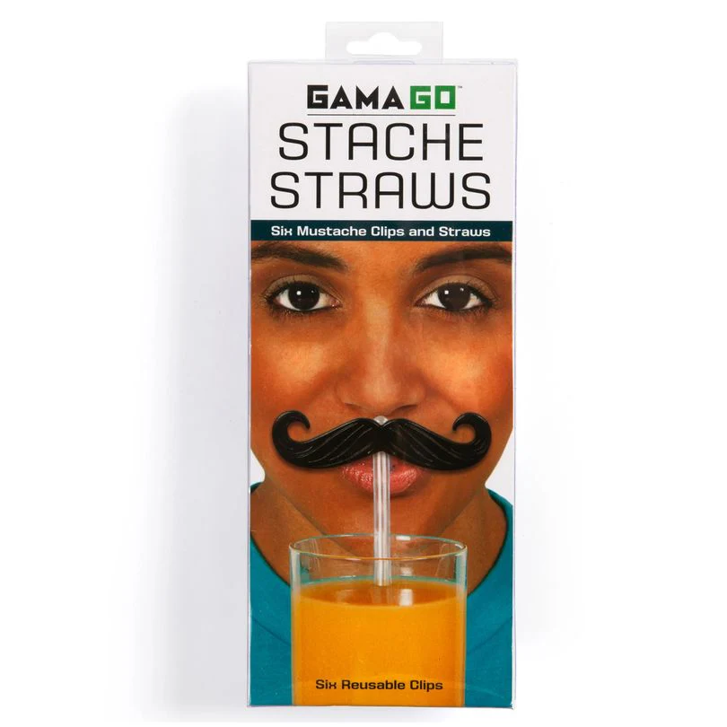 Stache Straws - 6 Mustache Clips - Birthday Party Funny Clips - Black - New - Image 2