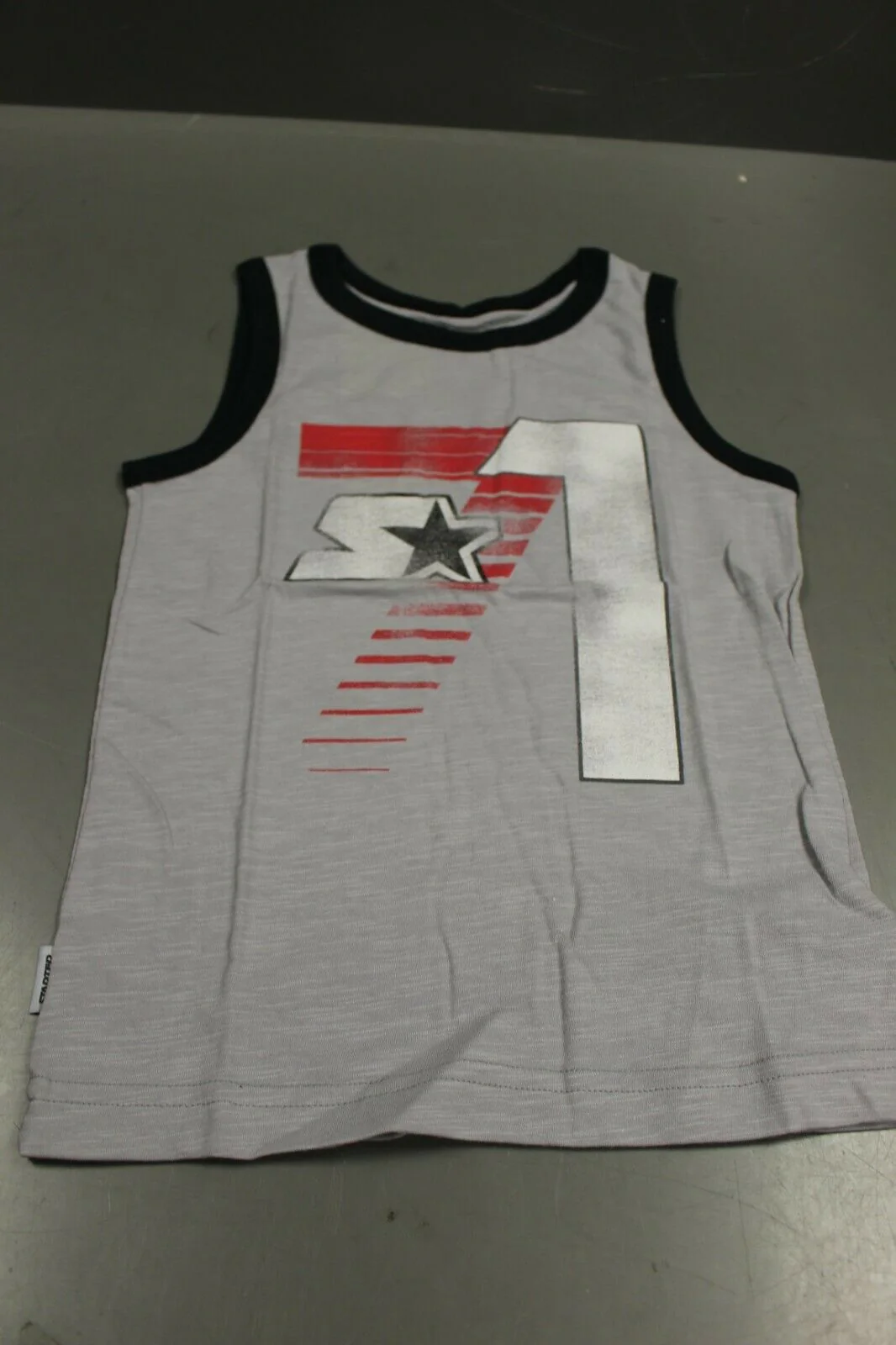 Starter Boy's Sleeveless Ringer Logo Tank Top - Vapor Grey - Small (6/7) - New