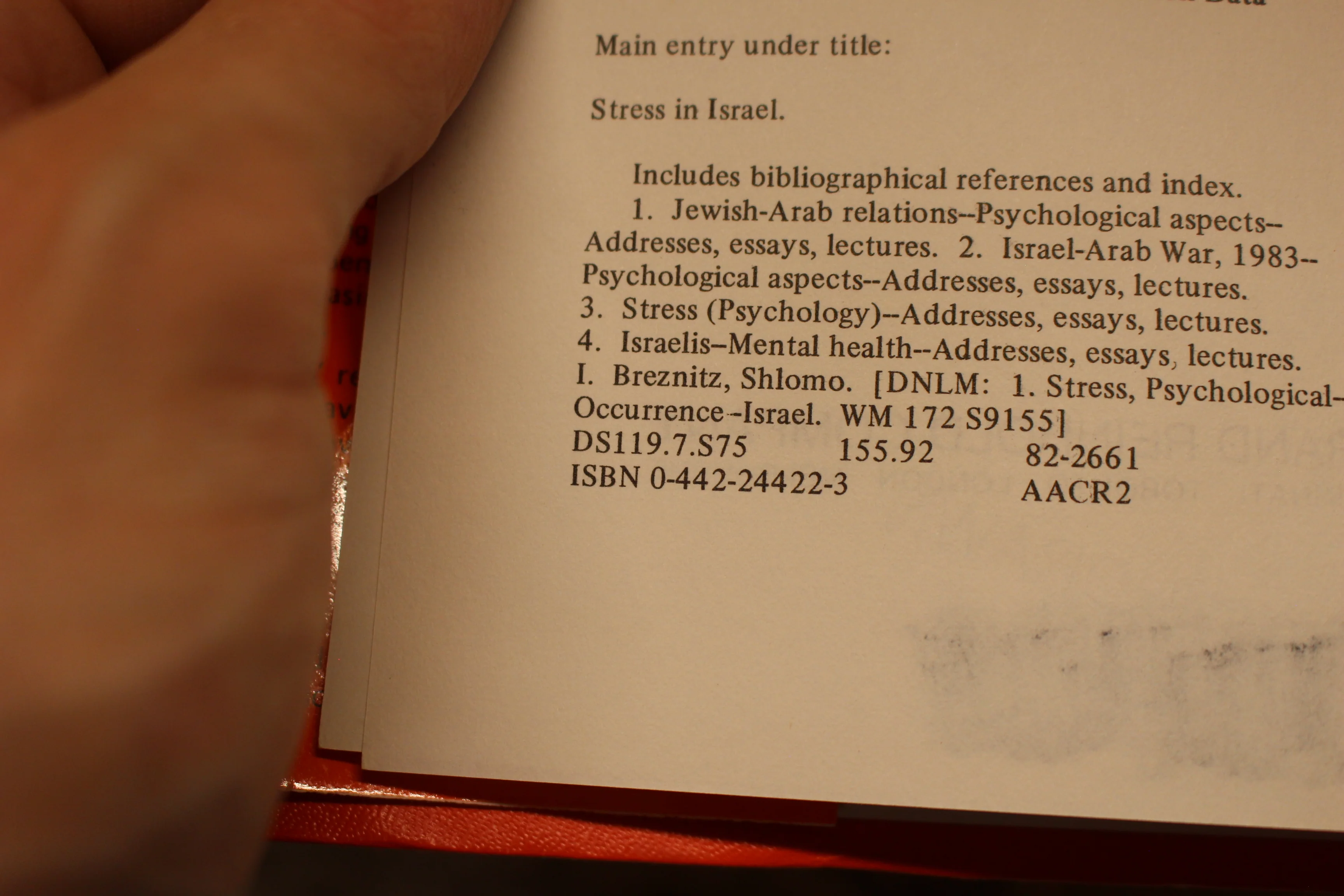 Stress in Israel - Shlomo Breznitz - 0-442-24422-3 - Used - Image 3