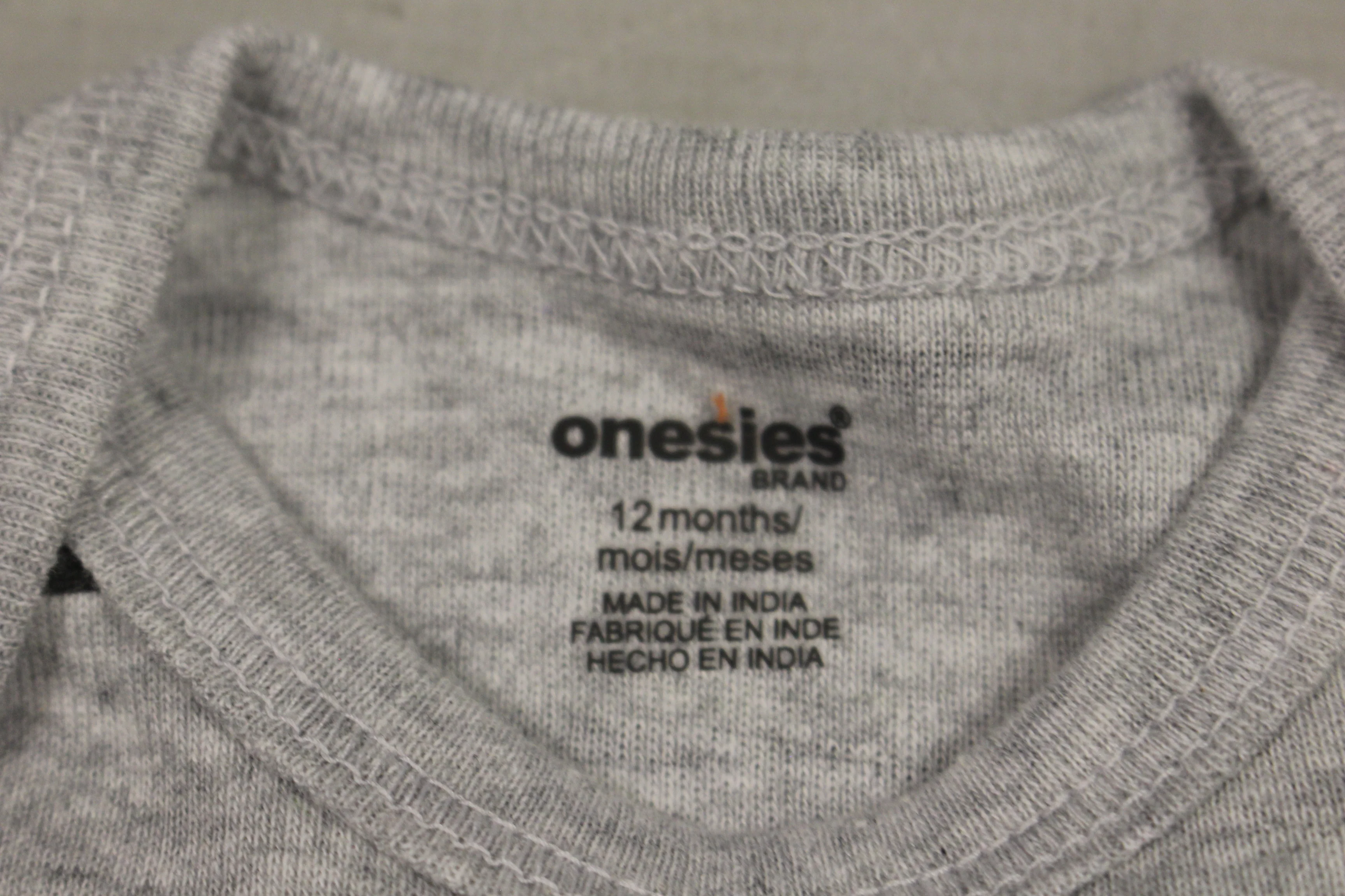 Striped Gray Baby One Piece - Short Sleeve - 12 Months - New - Image 3