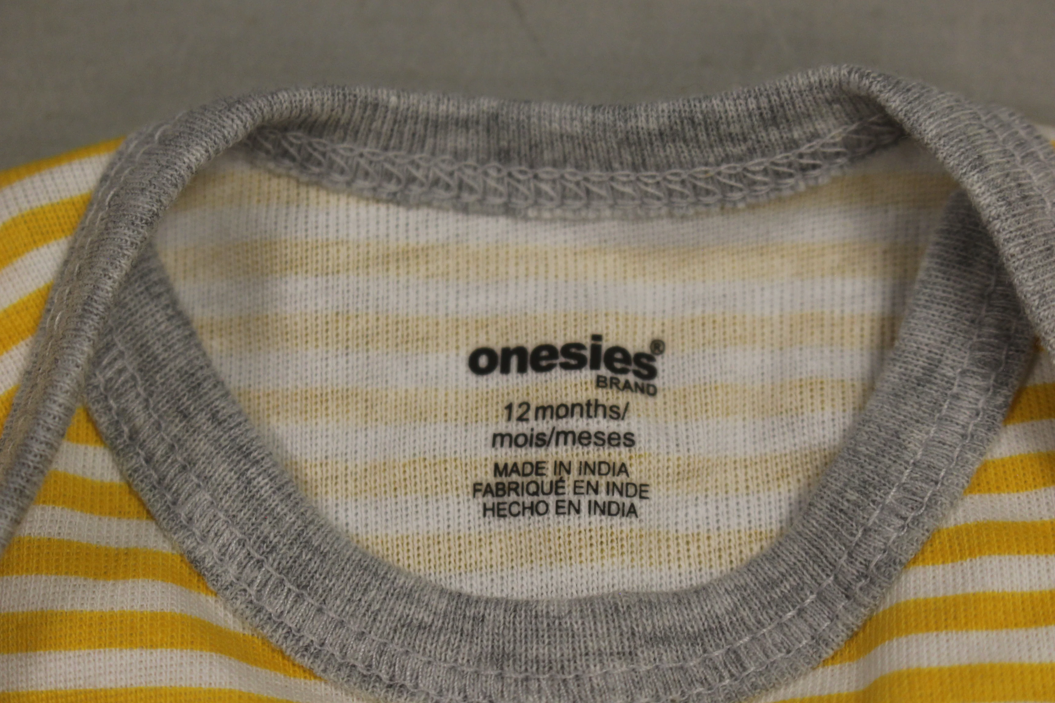 Striped Yellow Baby One Piece - Short Sleeve - 12 Months - New - Image 3