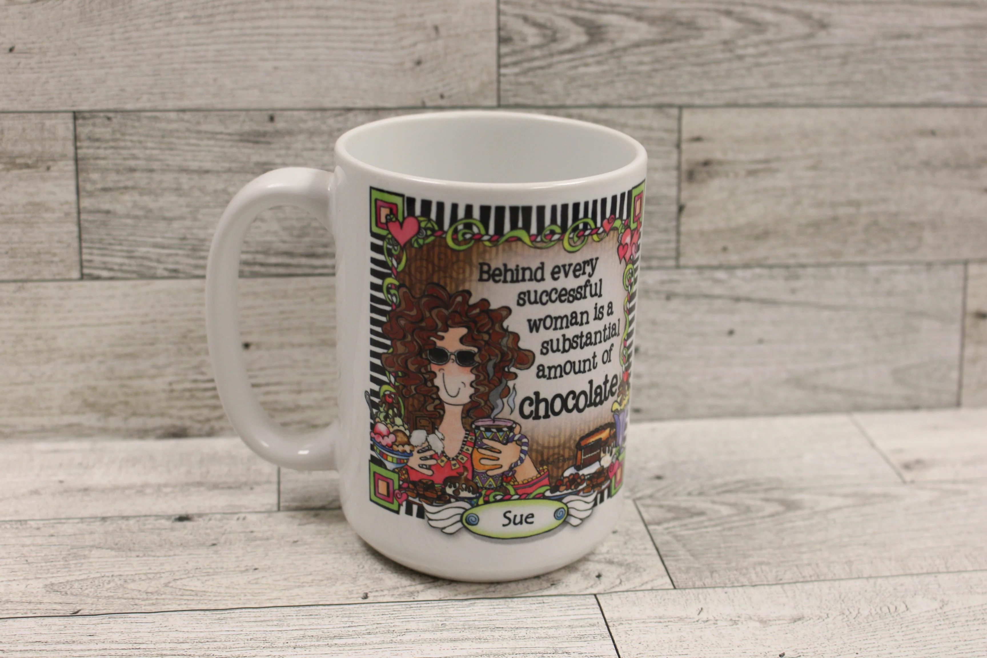Sue - Behind every successful woman is a substantial amount of Chocolate Coffee Mug Cup -Used - Image 3