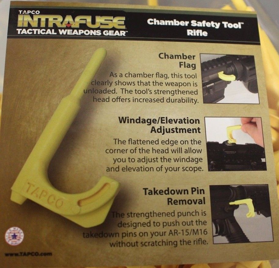 Tapco Rifle Chamber Safety Tool #9002 - Polymer Chamber Flag - YELLOW - 2 pack - Image 3