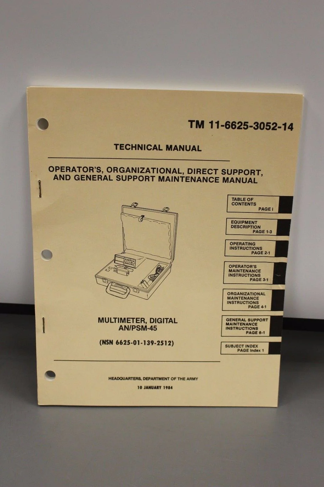 Technical Manual for AN/PSM-45 Digital Multimeter, TM 11-6625-3052-14
