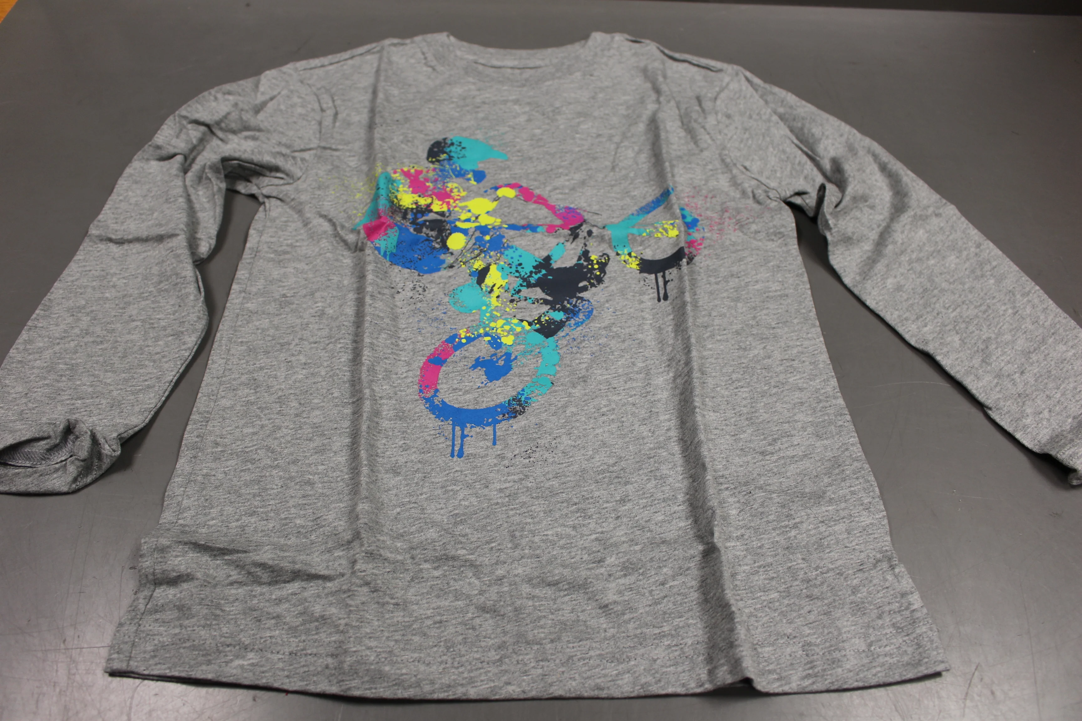 The Children's Place Long Sleeve Gray Girls Biker Shirt, Small (5/6), New