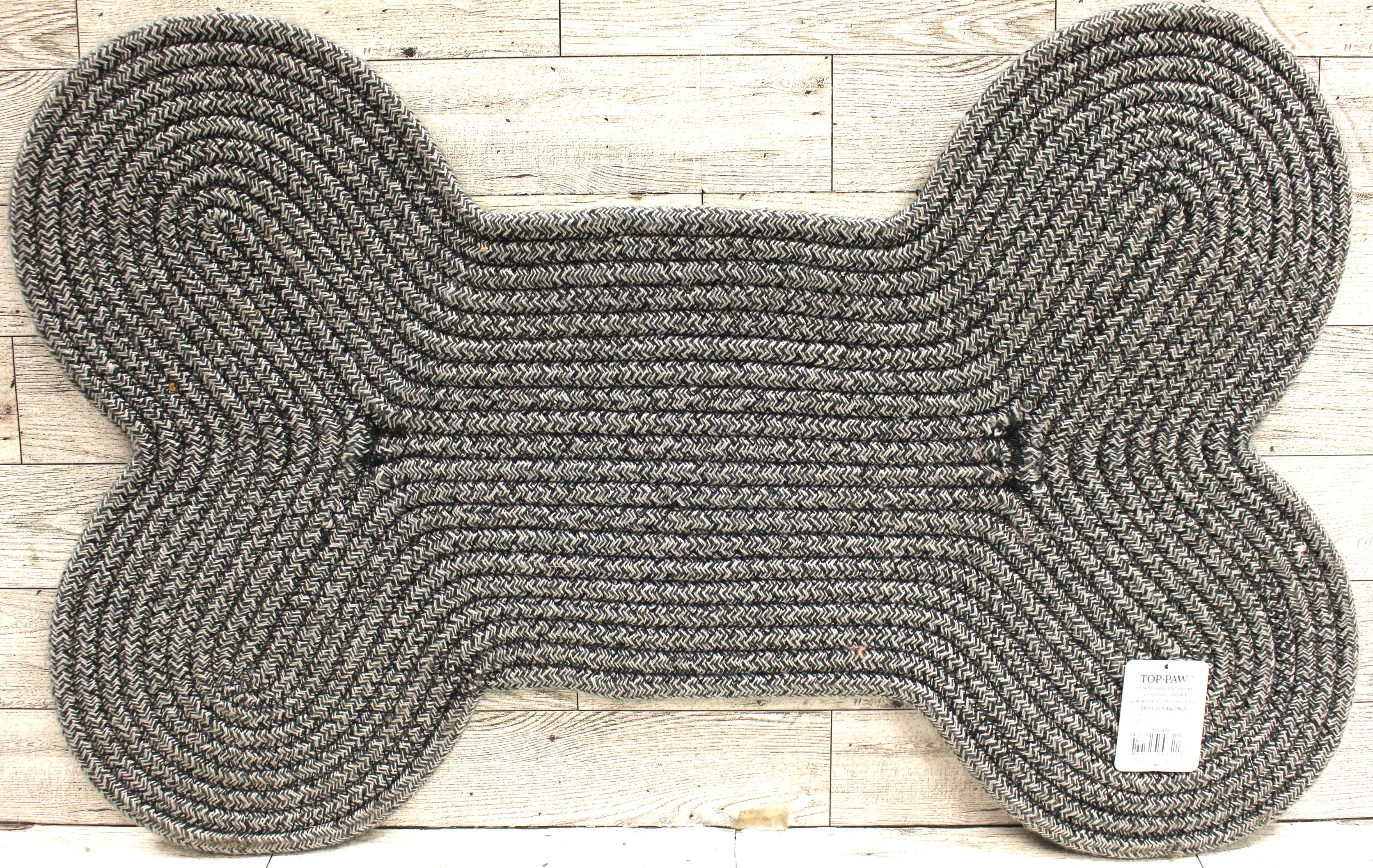 Top Paw Gray Fabric Bone Shaped Placemat - 22" x 14" - New