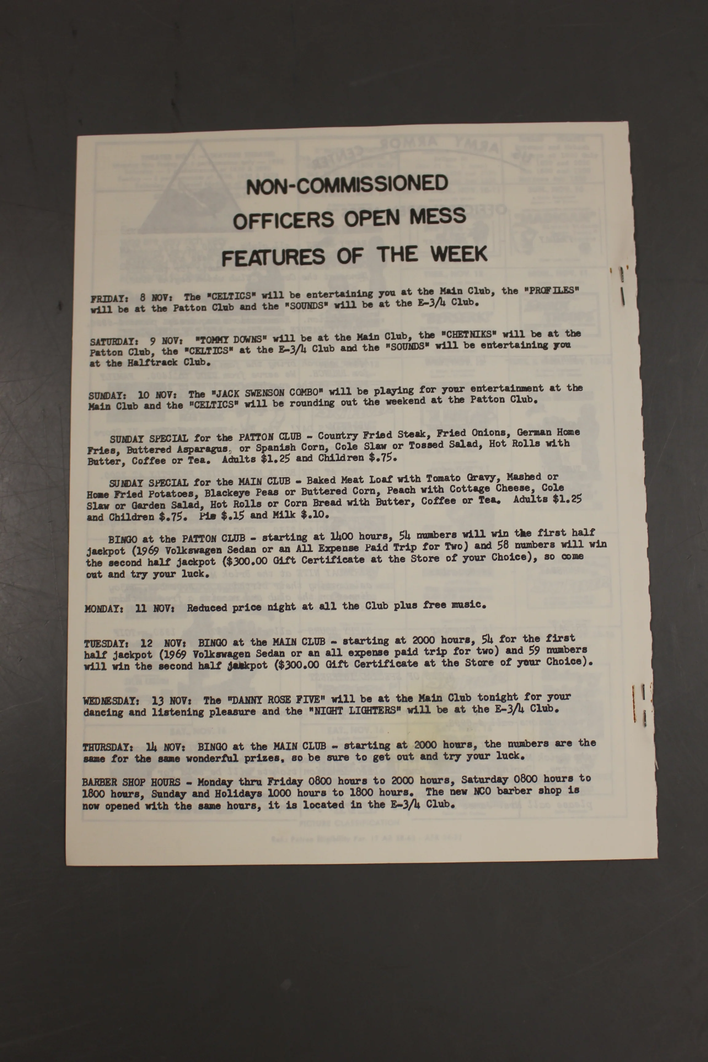 US Army Armor Center Daily Bulletin Official Notices, No 220, November 8, 1968 - Image 2