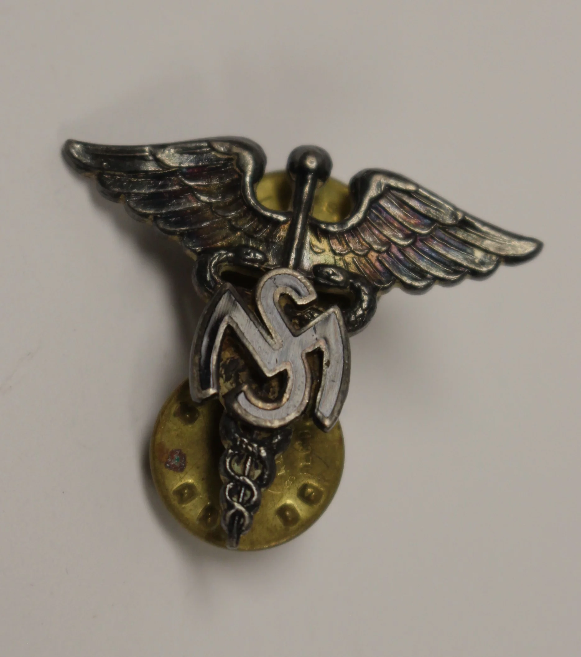 US Army Officer Collar Device - Medical Service - Oxidized - Used