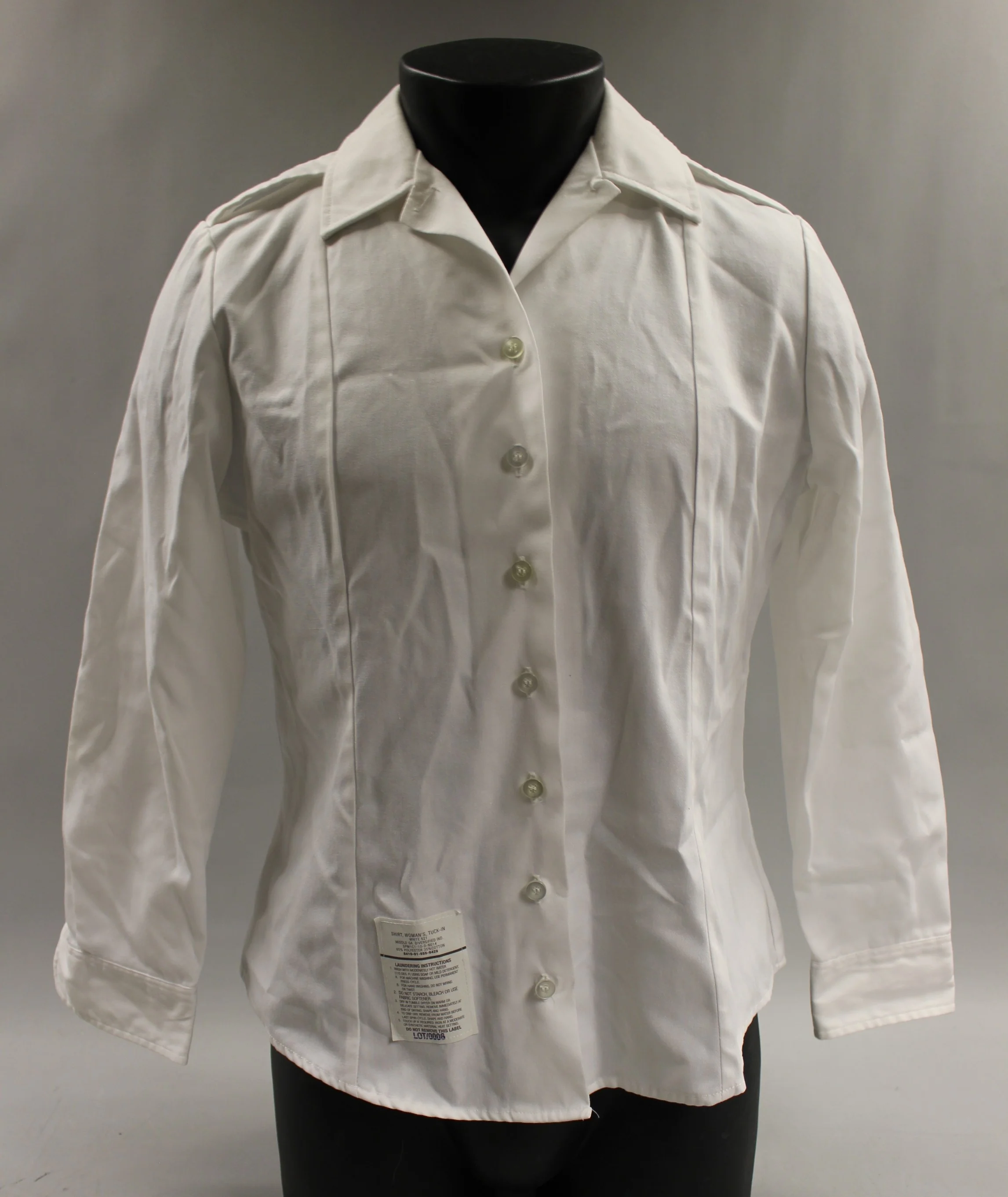 US Army Women's Long Sleeve White Tuck In Dress Shirt - 14S - 8410-01-597-6387