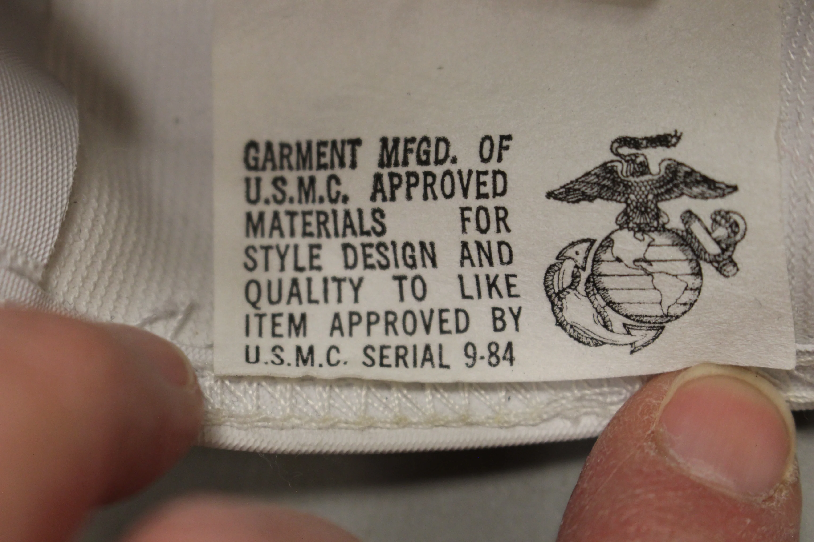 US Marine Men's White Service Cap Crown - Type 1 - Size 7 - Used (#2) - Image 9