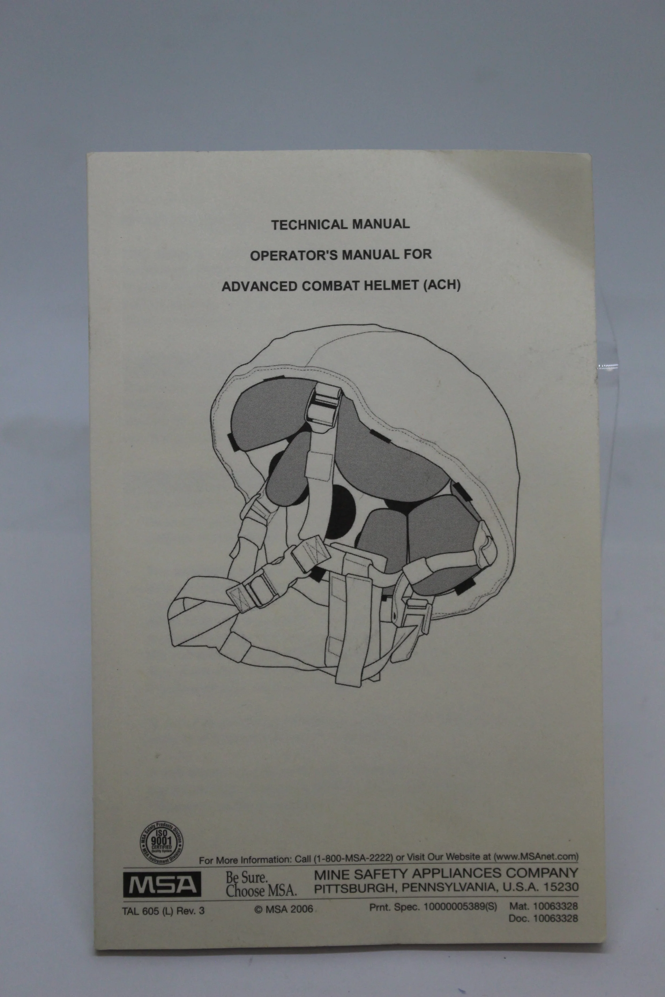 US Military Technical Operator's Manual for Advanced Combat Helmet (ACH)