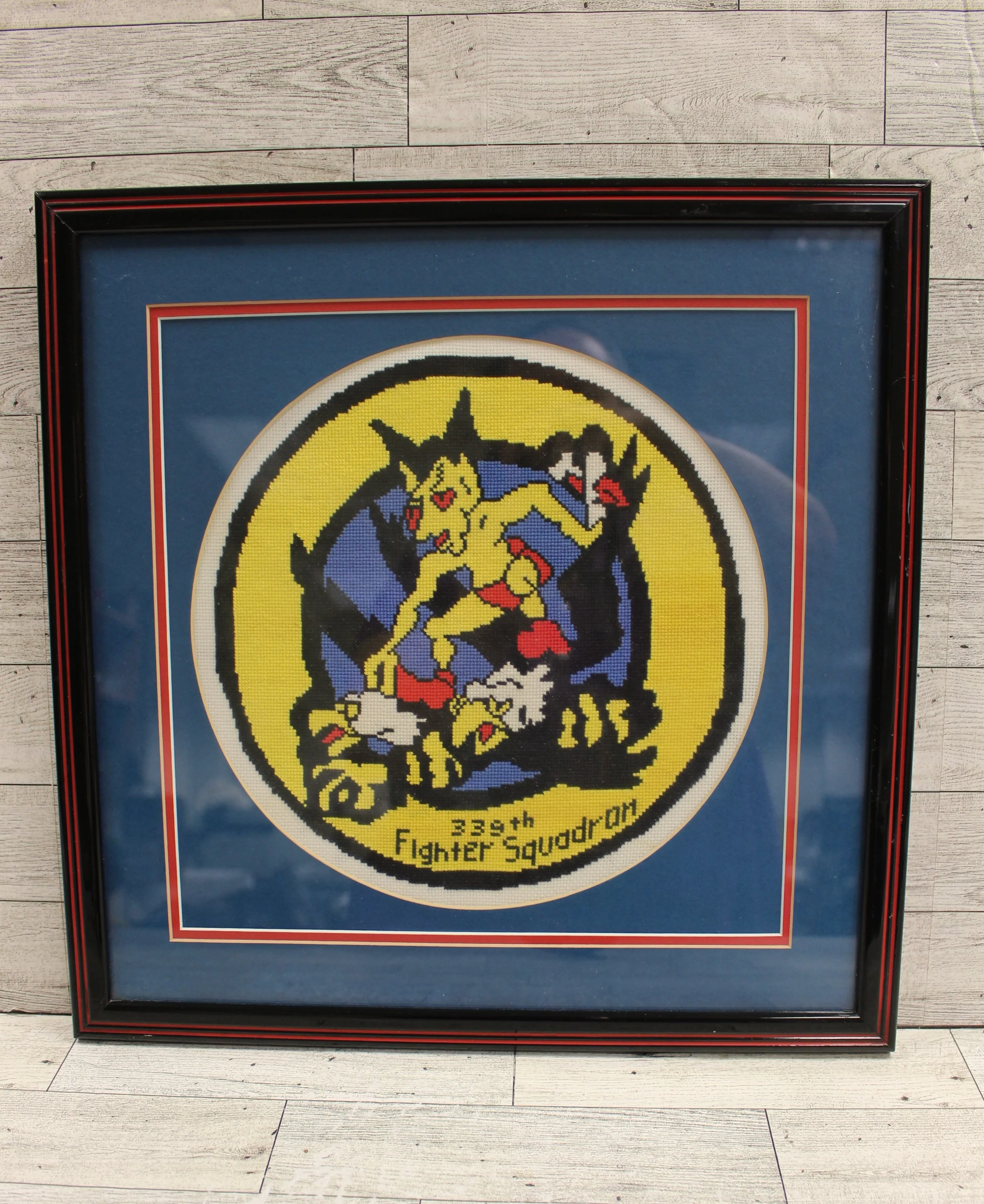 USAF 339th Fighter Squadron "Sunsetters" Stitched Artwork - Framed