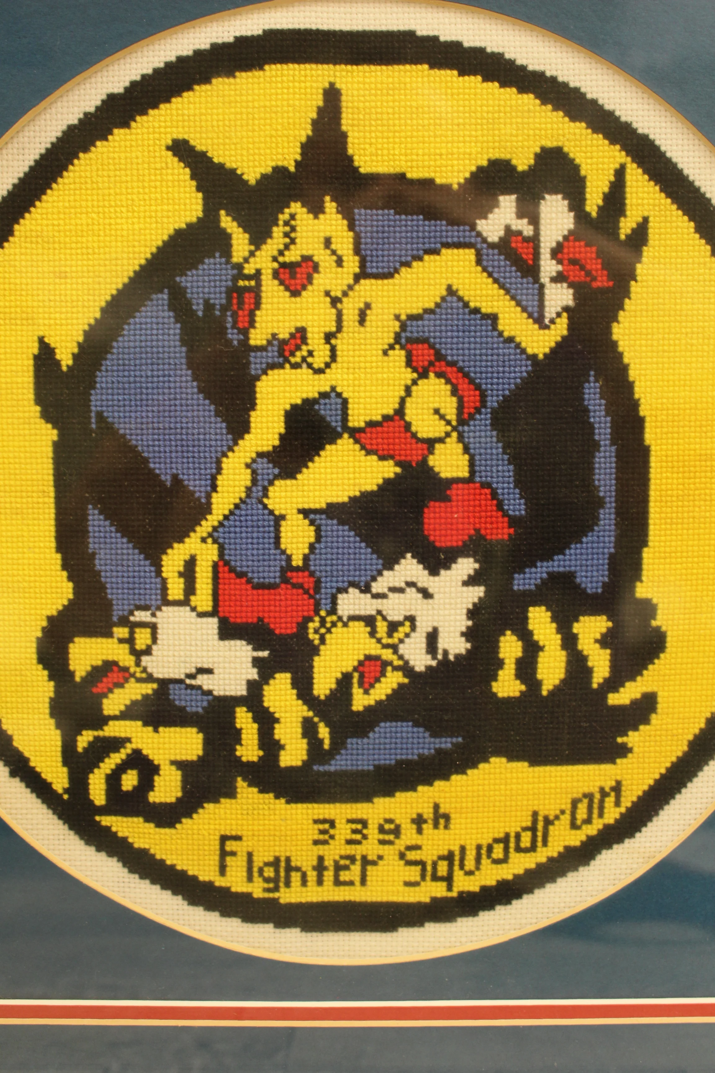 USAF 339th Fighter Squadron "Sunsetters" Stitched Artwork - Framed - Image 2
