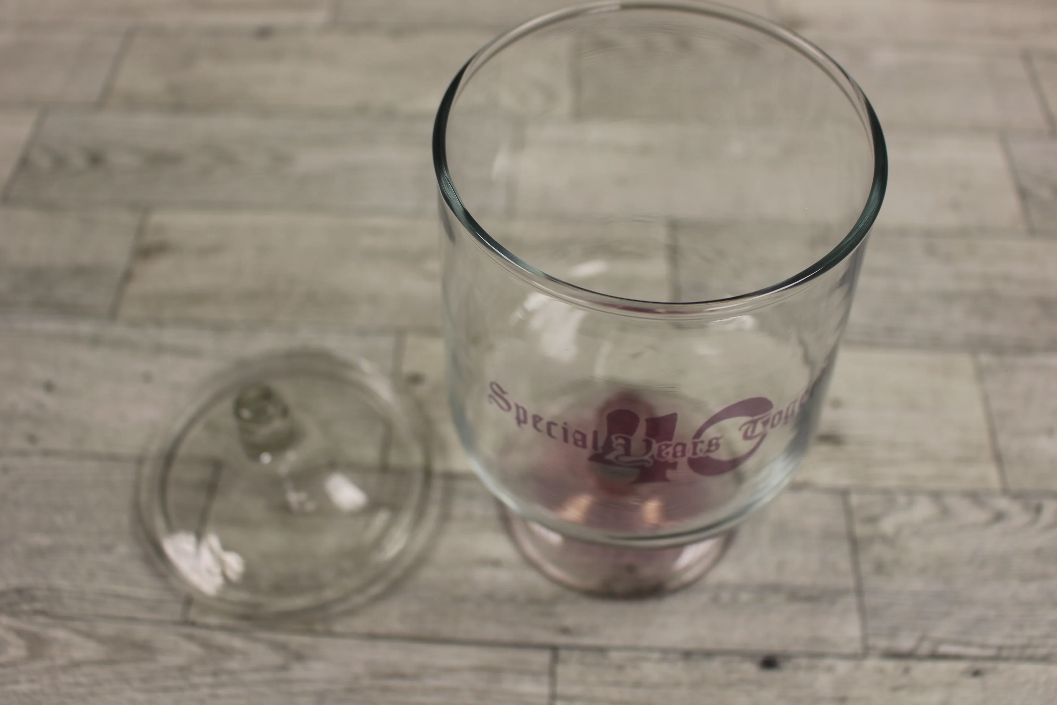 Vintage 40 Years Together Pedestal Glass Candy Jar with Lid - Used - Image 3