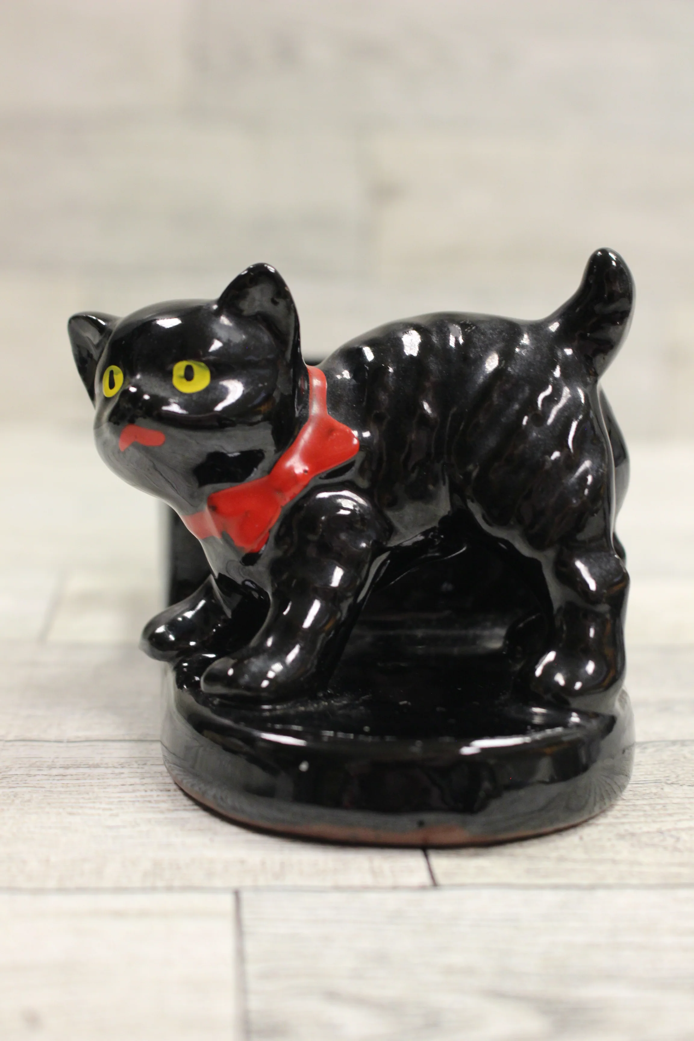 Vintage Black Cat Ashtray Set - 4 Double Holder Trays Match Vase - Used - Image 2