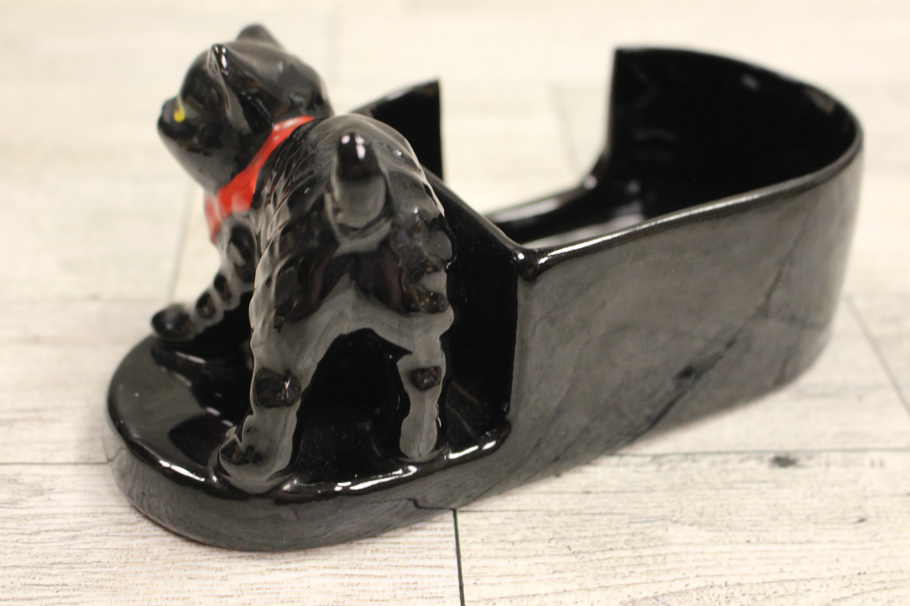 Vintage Black Cat Ashtray Set - 4 Double Holder Trays Match Vase - Used - Image 4