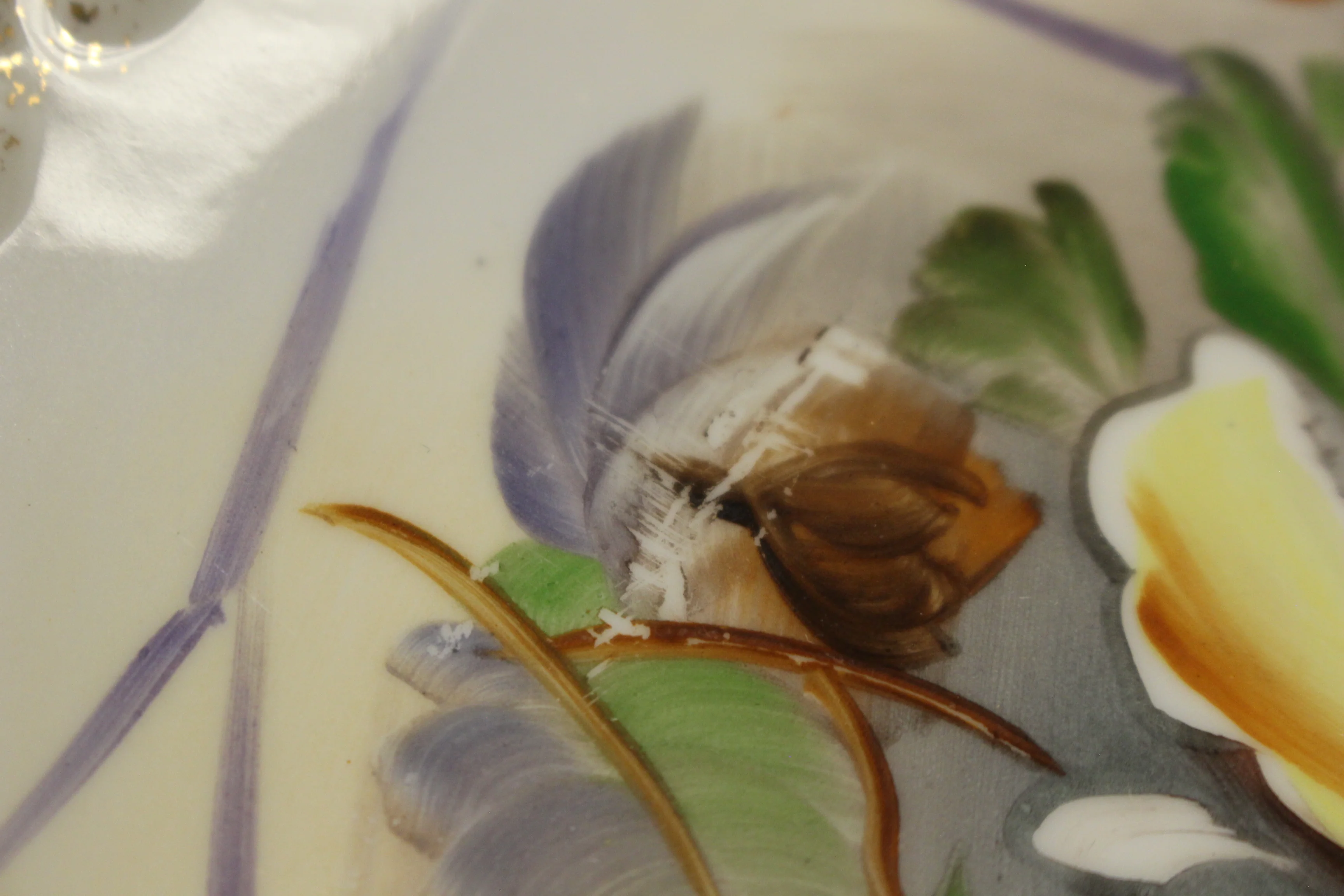 Vintage Gold Trim Sinkai Hand Painted Floral Plate -Signed - Used - Image 5