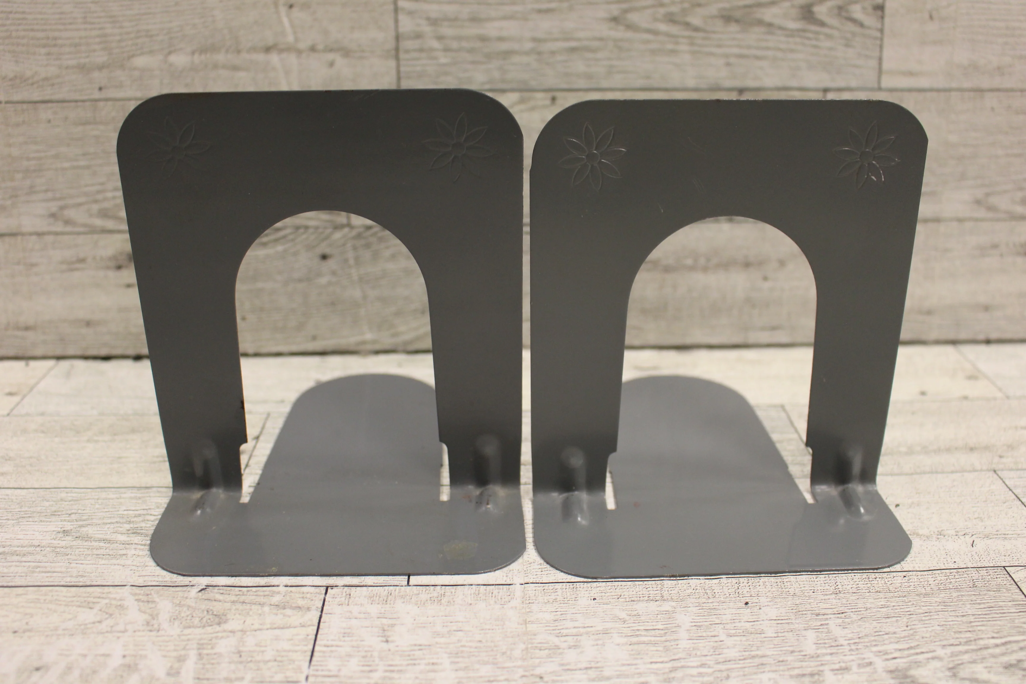 Vintage Gray Metal Bookend - Set of 2 - Used