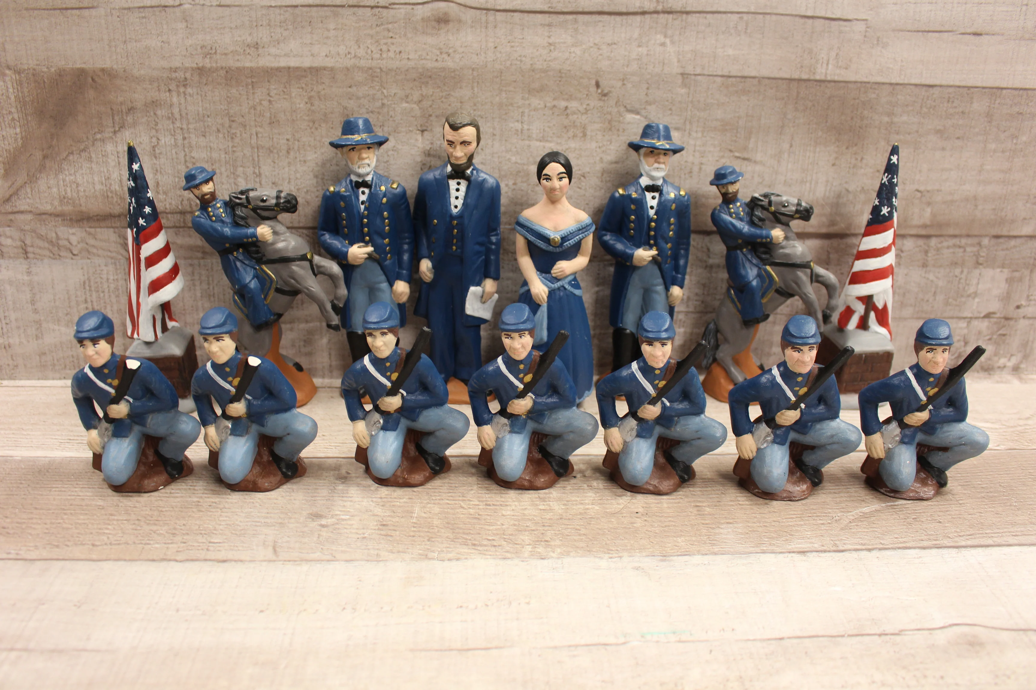 Vintage Hand Painted Civil War Chess Set W/Out Board -Used