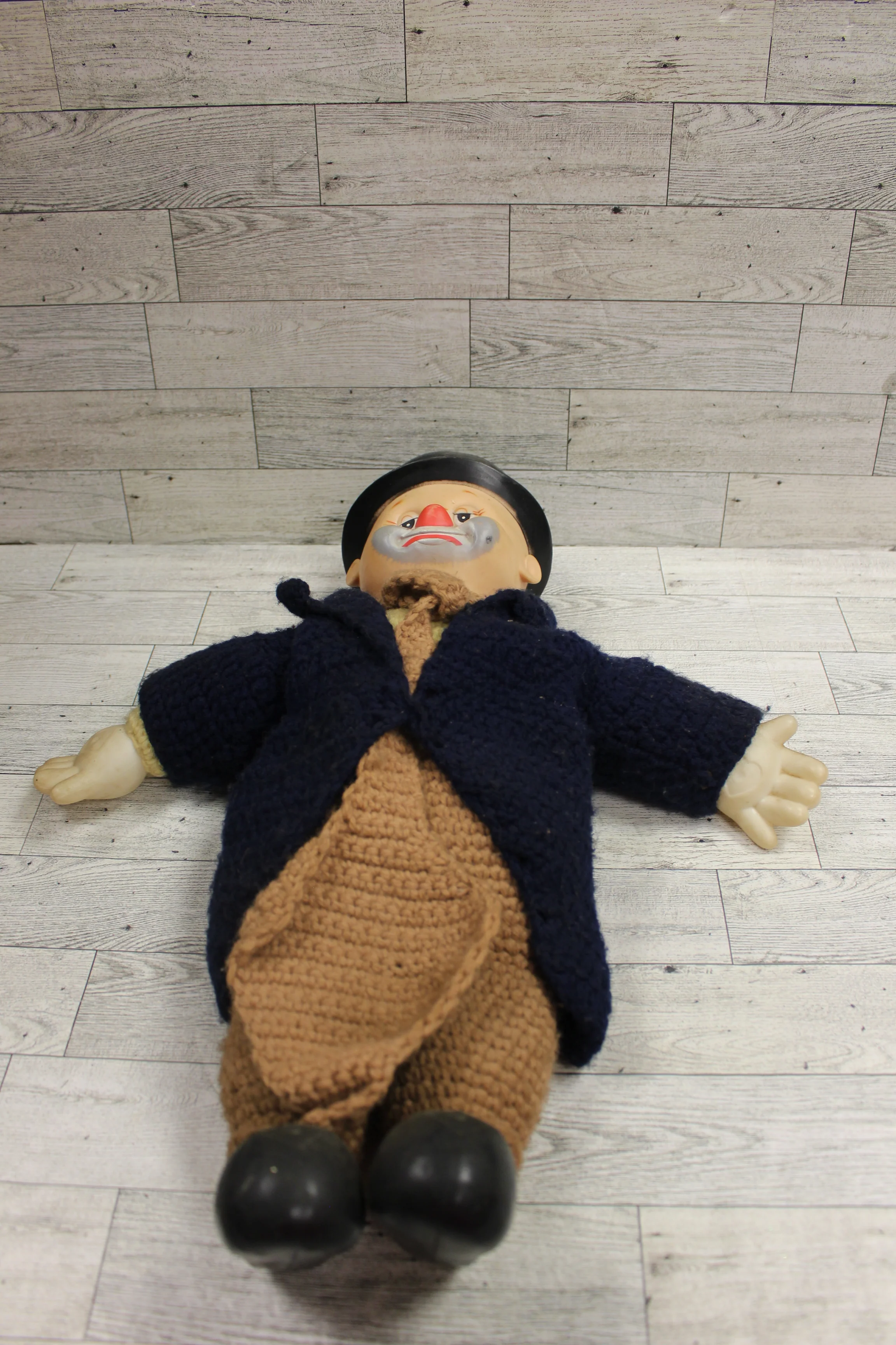 Vintage Homemade Knitted Clown - Used - Image 3