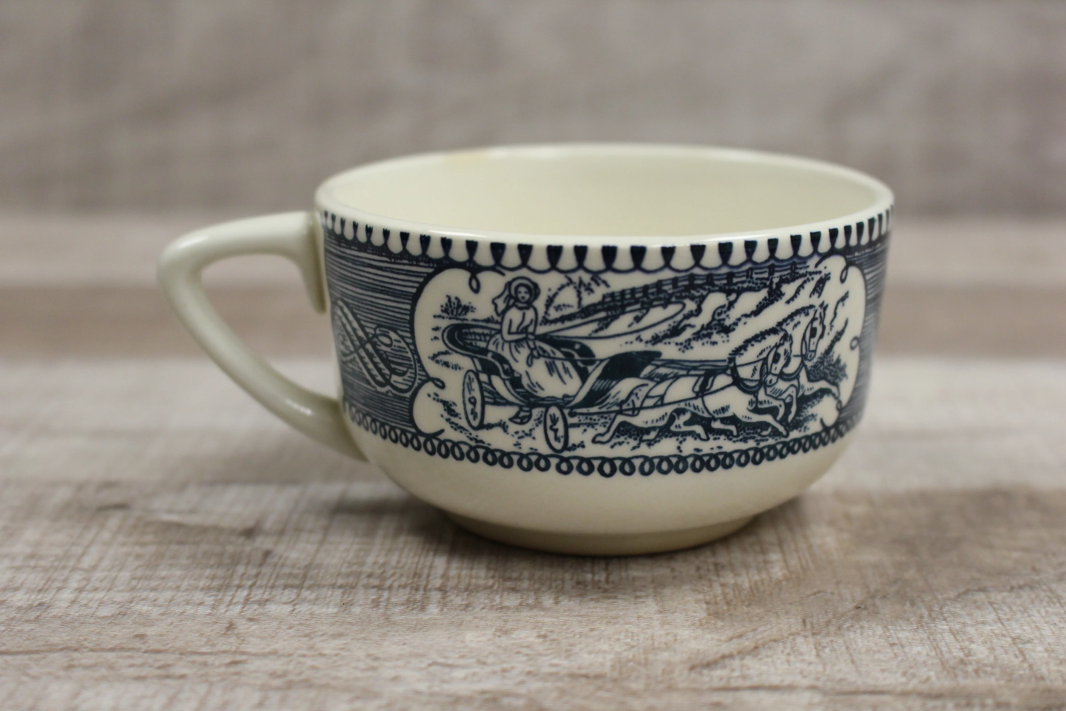 Vintage Horse and Buggy Tea Cup -Blue -Used - Image 2