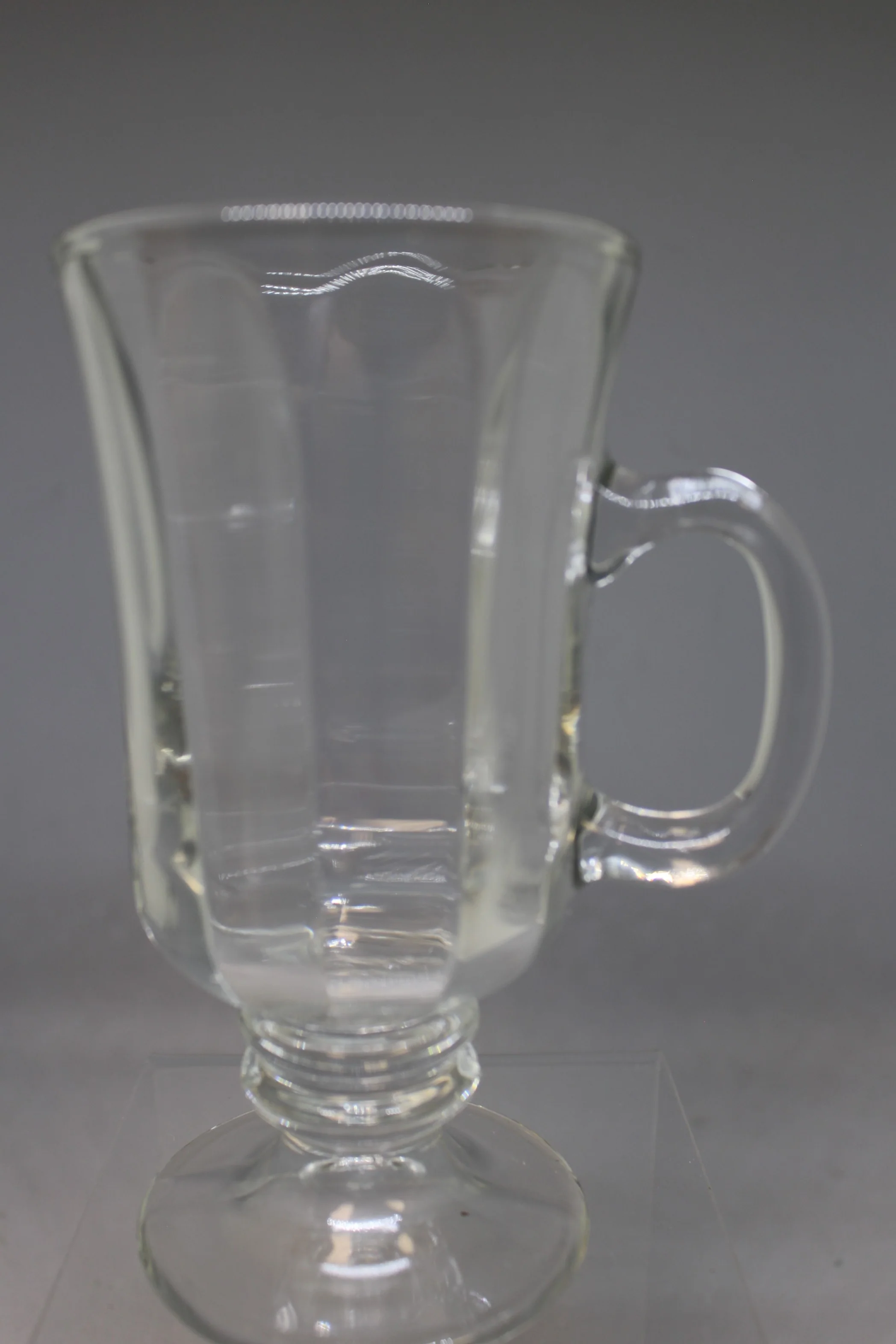 Vintage Libby Irish Coffee Clear Pedestal Footed Glass Mugs - 6" Tall - Used