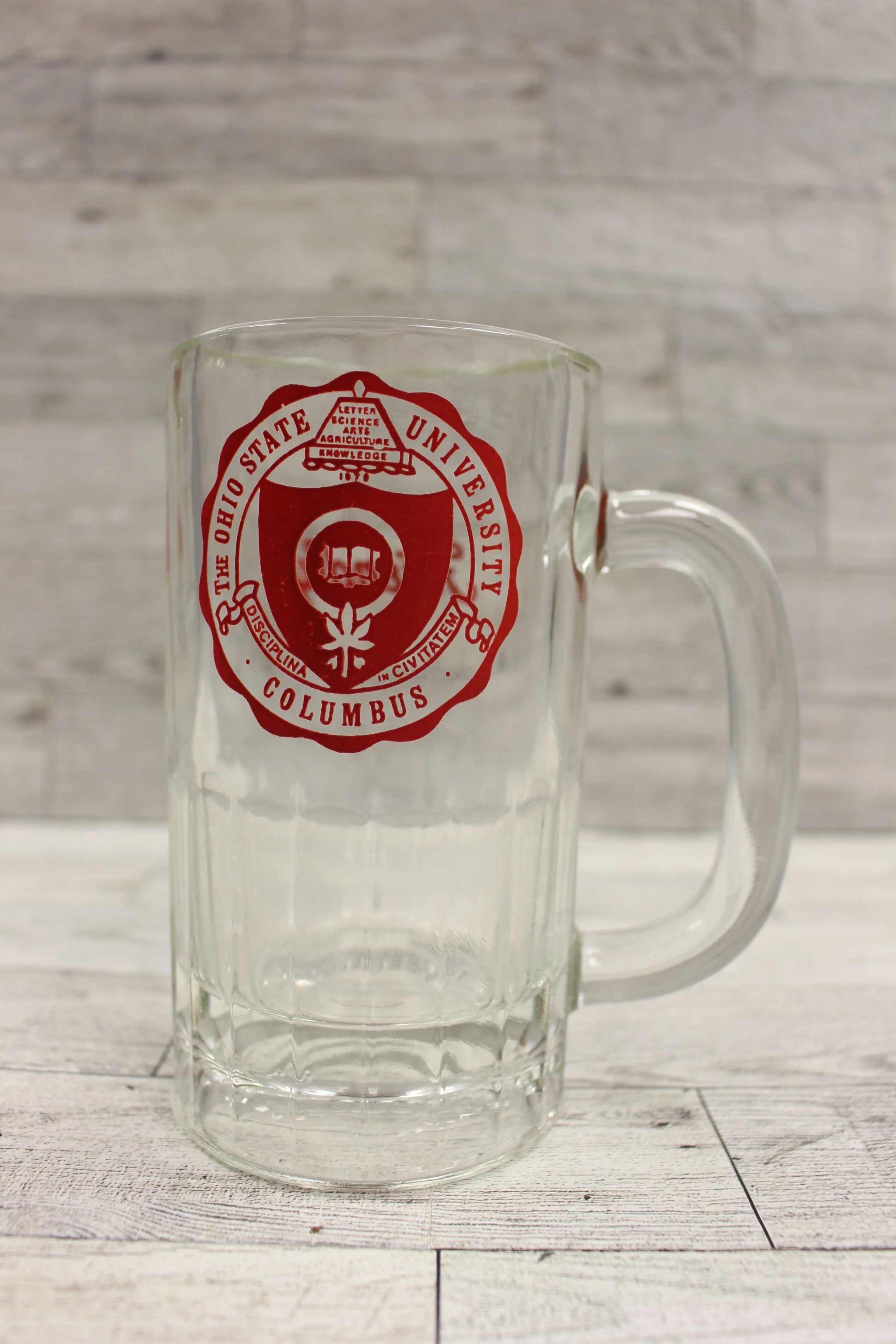 Vintage Ohio State University Buckeyes "Friendly" Glass Mug - Used