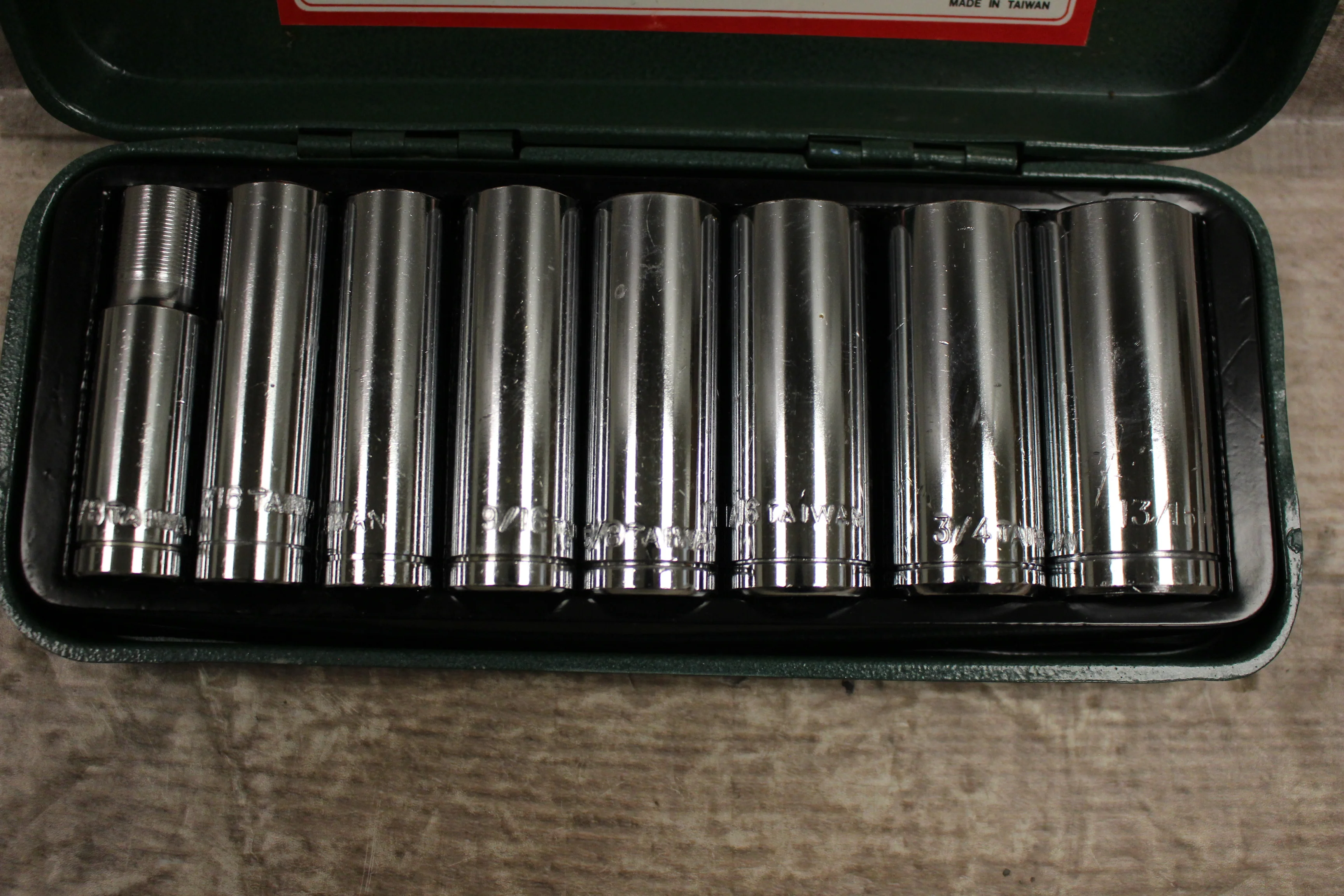 Vintage Ram-Tool 9 pc Deep Wall Socket Wrench Set 3/8" Drive -New - Image 2