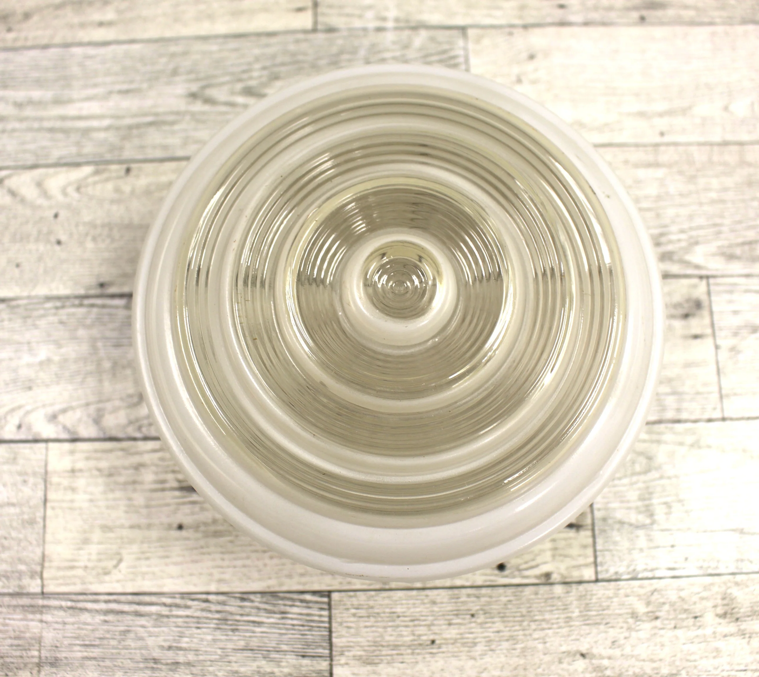 Vintage Retro Flush Mount Glass Ceiling Light Shade - Drum White - Round - Used