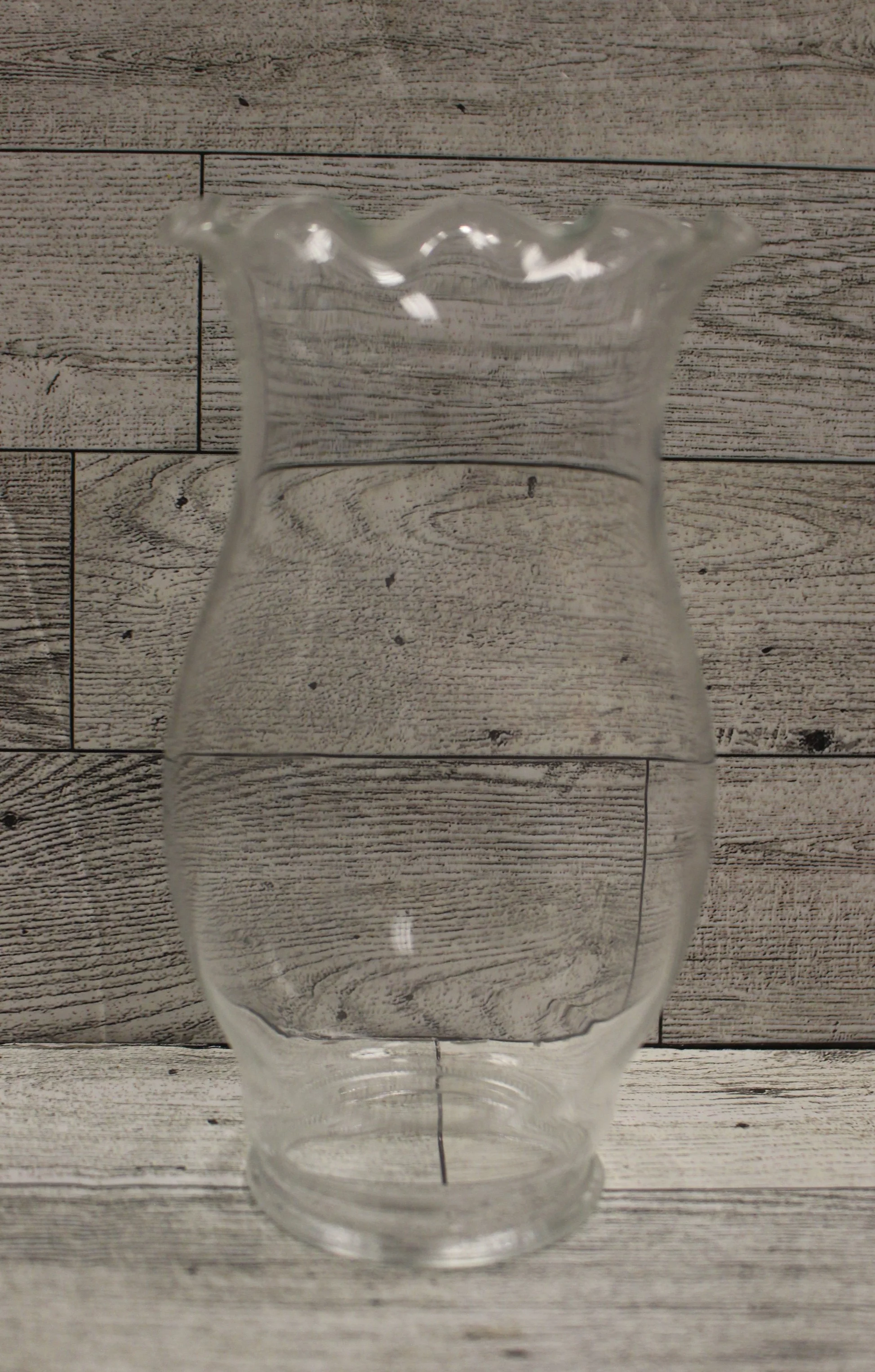 Vintage Ruffled Rim Glass Lamp Shade Globe - 6" with 2.25" Base - Clear - Used