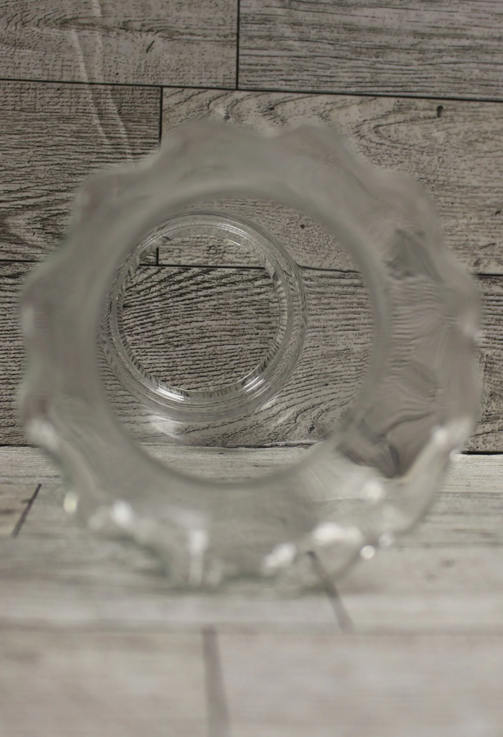 Vintage Ruffled Rim Glass Lamp Shade Globe - 6" with 2.25" Base - Clear - Used - Image 3