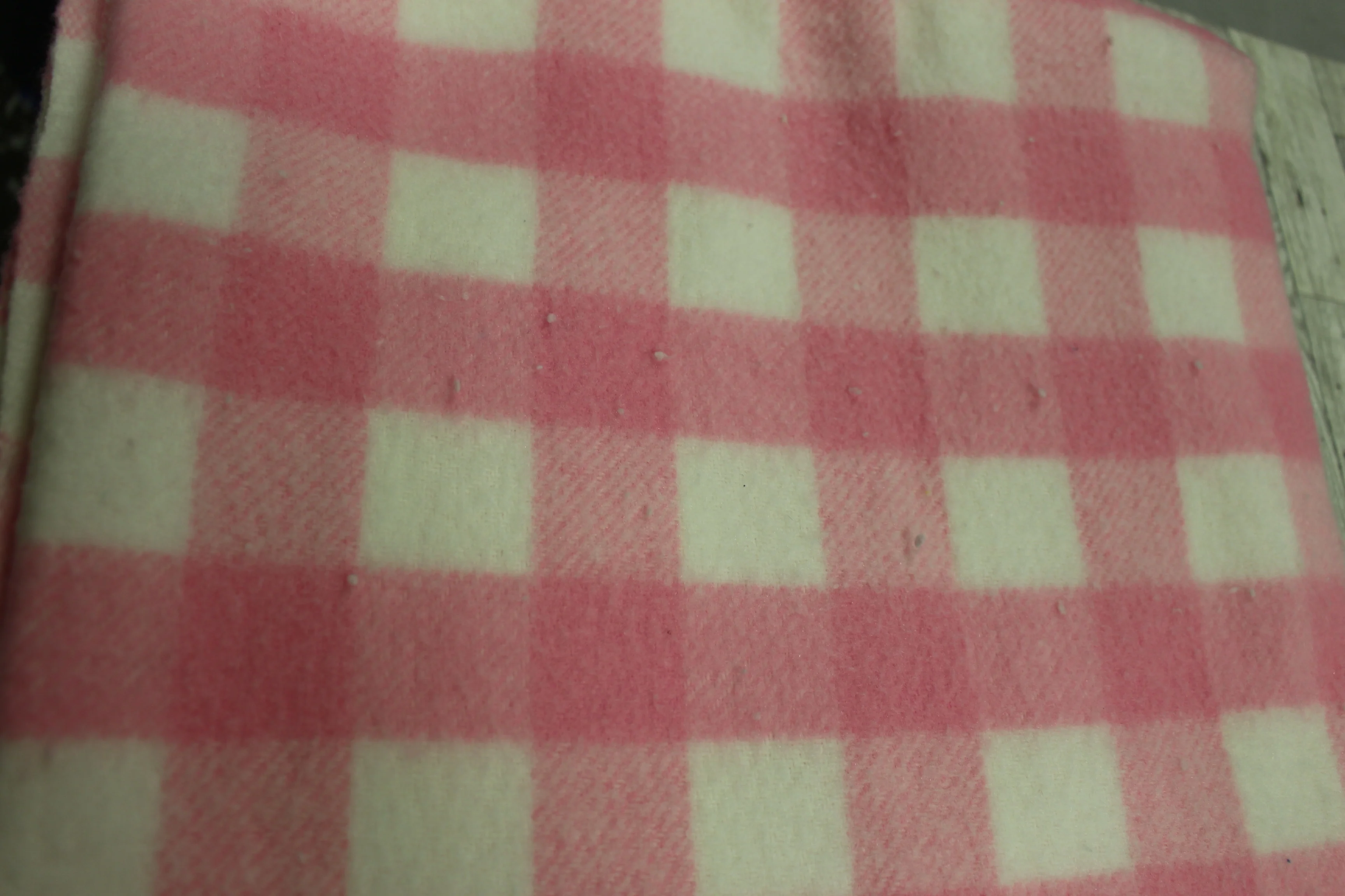 Vintage Stevens-Utica Pink Checked Blanket - 84" x 68" - Used - Image 3