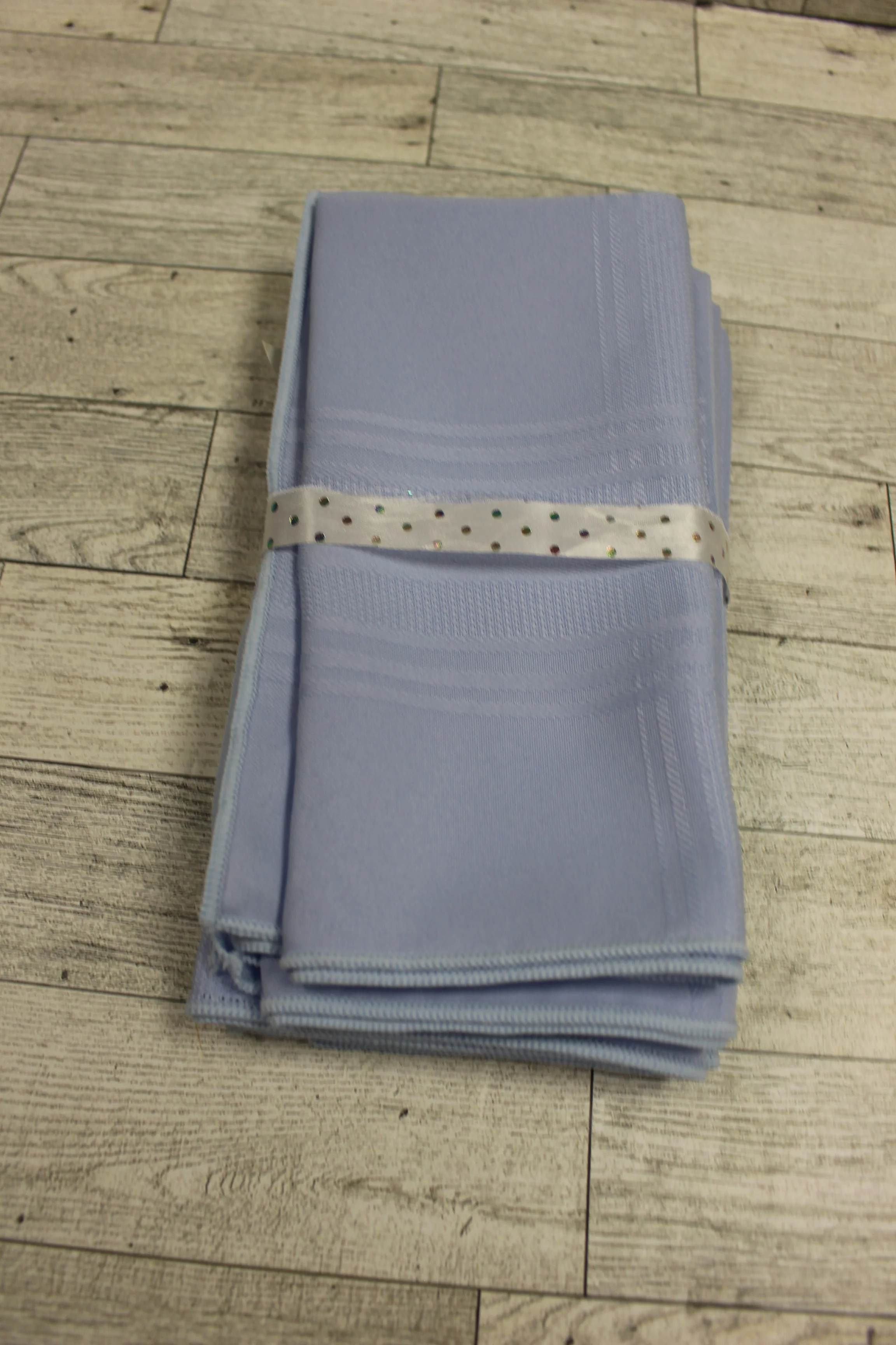 Vintage Town & Country Blue Satin Stripe Dinner Napkins - Set of 4 - Used - Image 2