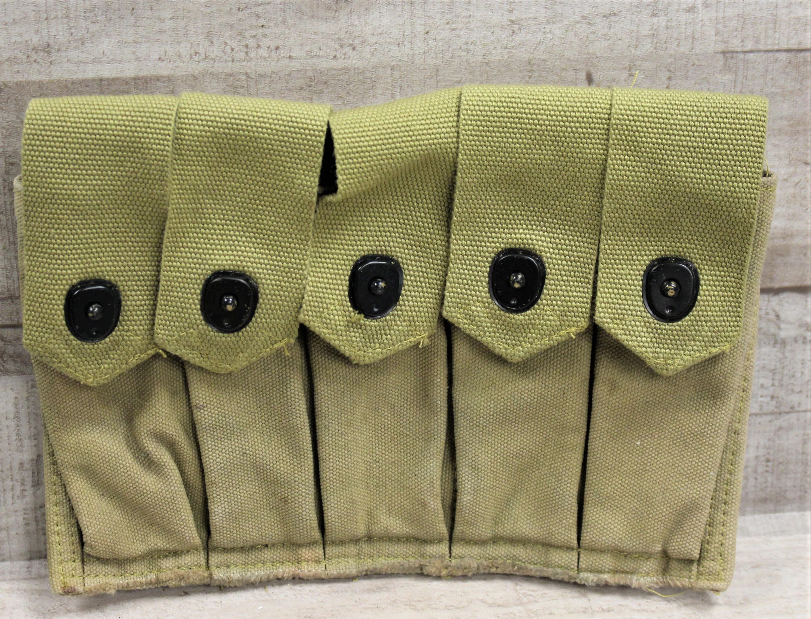 Vintage WWII 5 Mag Pouch Carrier for 20 Round Stick Magazine - Reproduction - Used