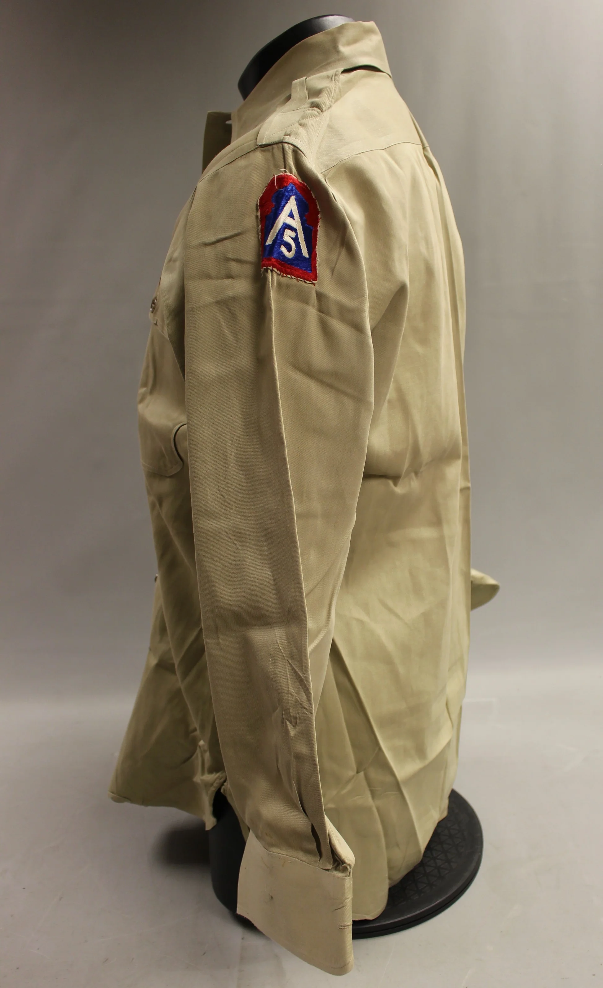 Vintage WWII 5th Army A5 Division Long Sleeve Button Up Shirt - 14.5 x 33 (#2) - Image 2