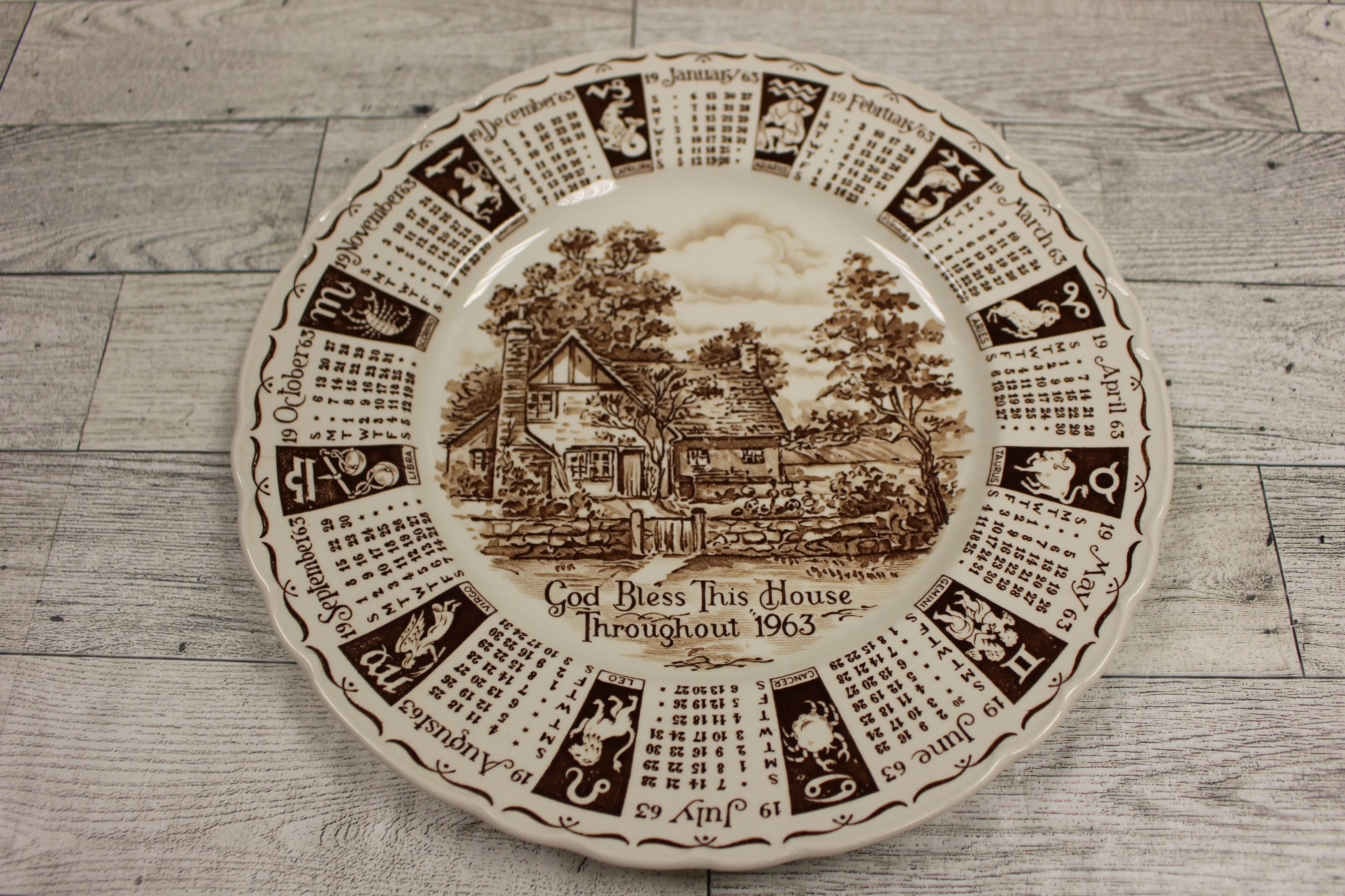 VTG Royal Staffordshire "God Bless This House Throughout 1963" Zodiac Plate