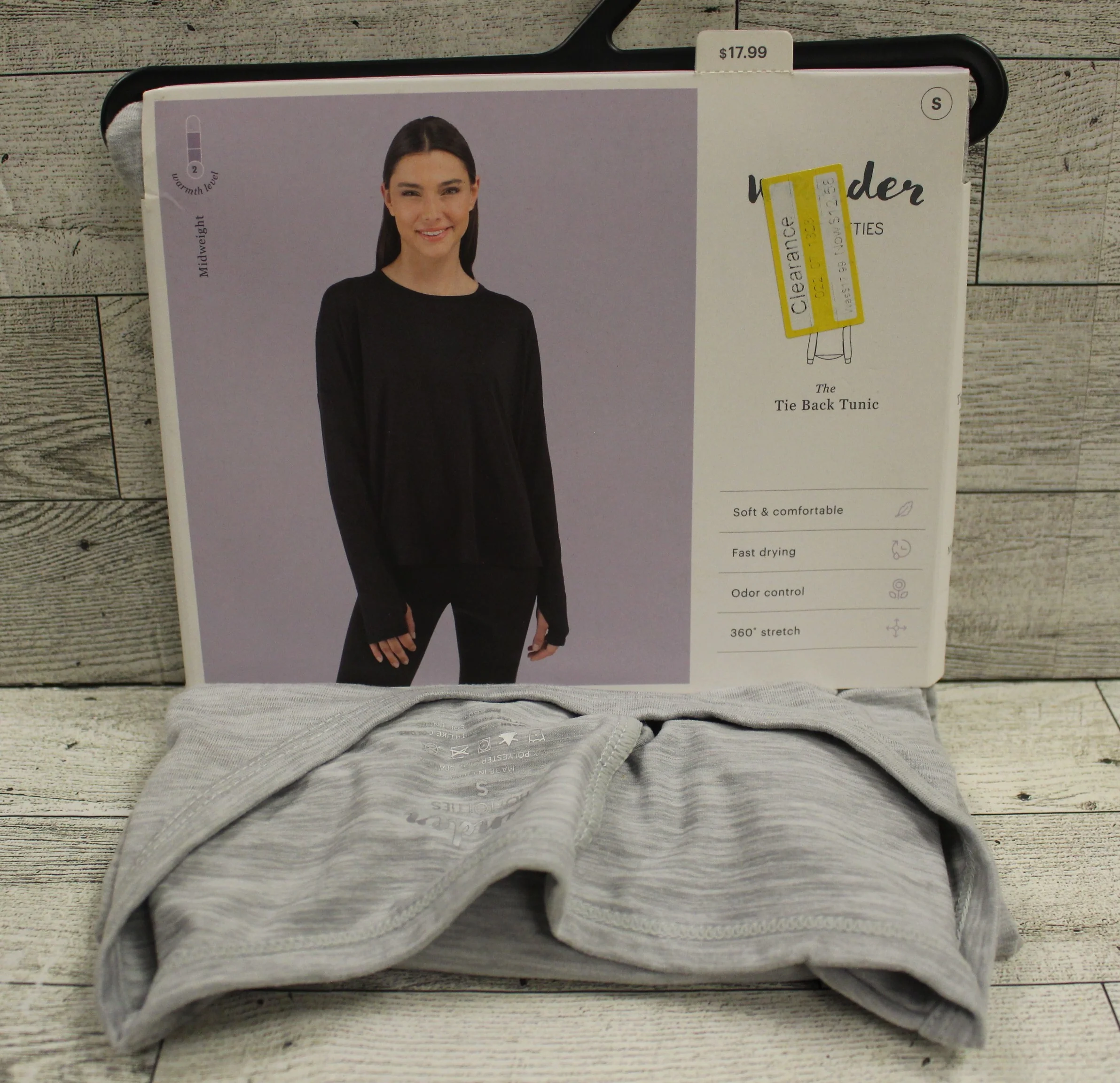 Wander Hotties Midweight Tie Back Tunic - Heather Grey -Small - New
