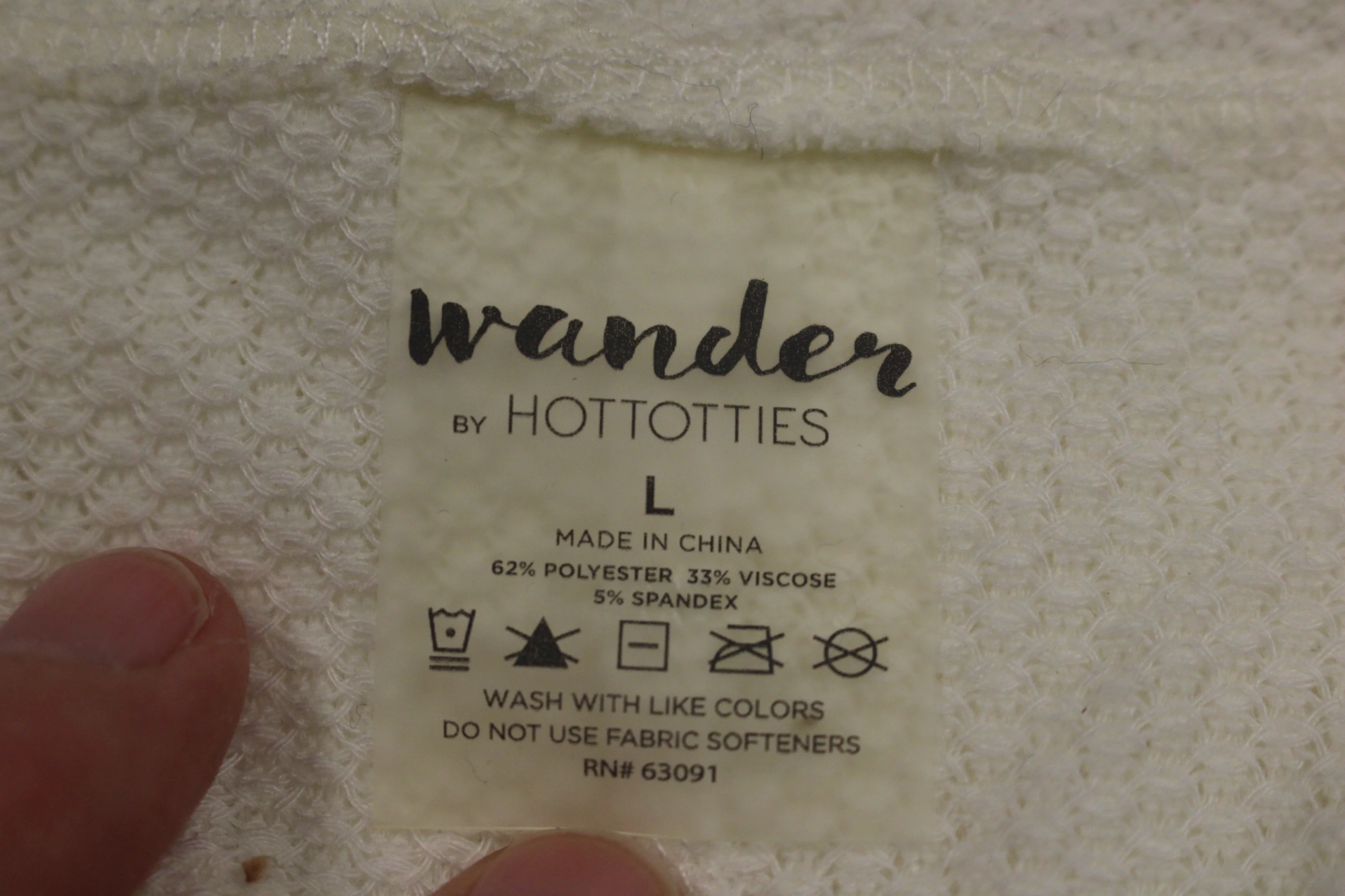 Wander Hotties Waffle V-NeckTunic - Ivory - Large - New - Image 4