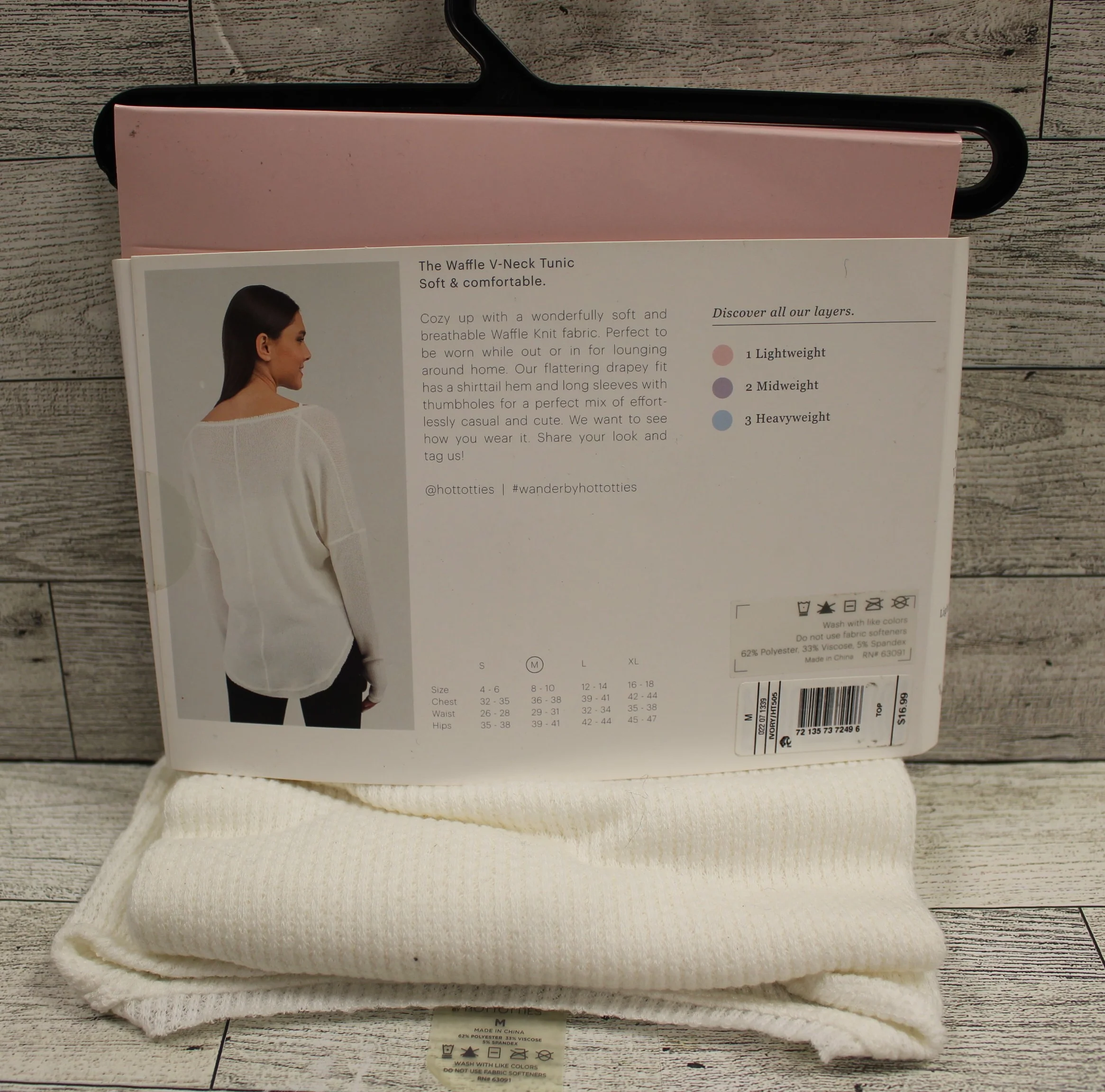 Wander Hotties Waffle V-NeckTunic - Ivory - Medium - New - Image 2
