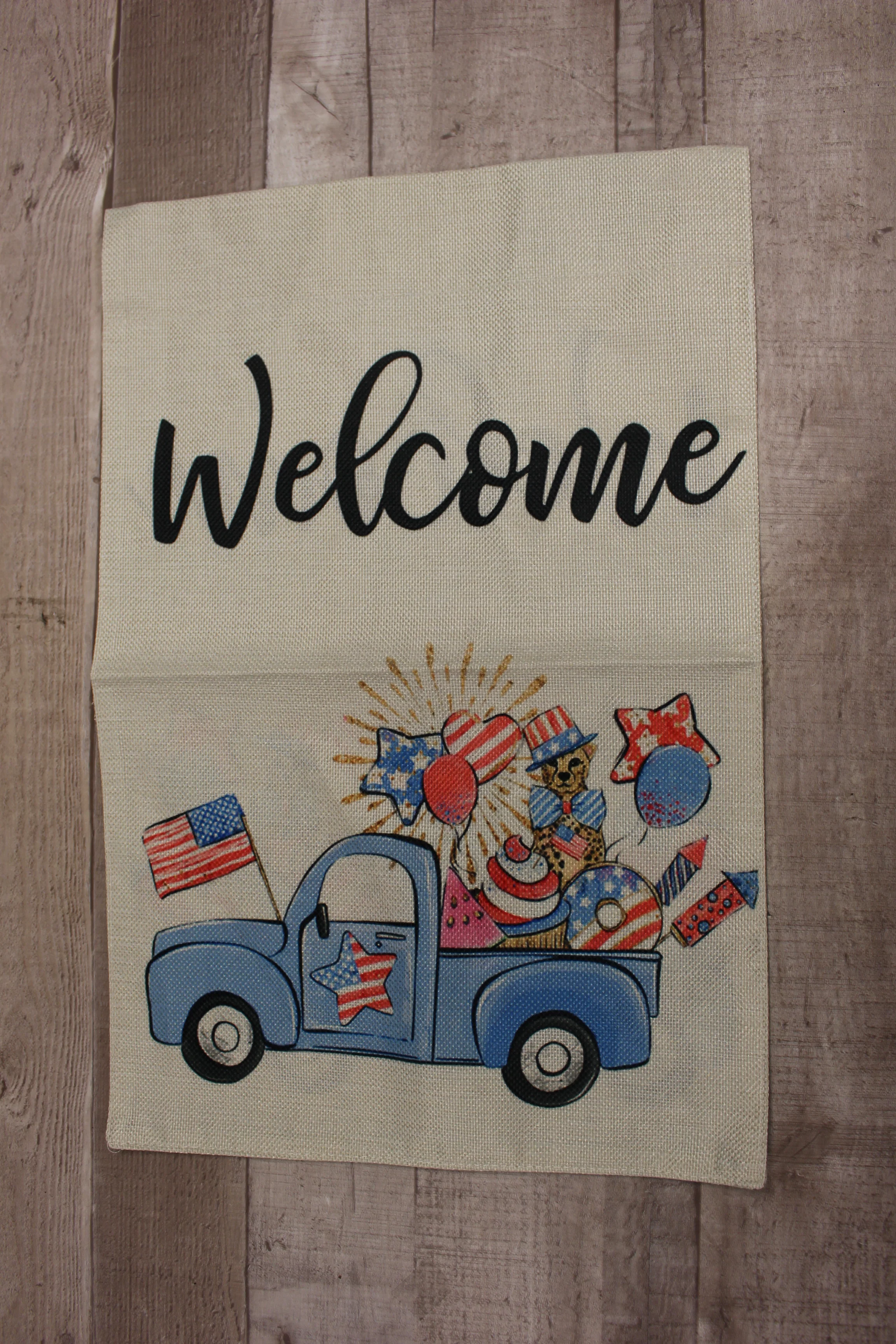 Welcome Vertical Double Sided Burlap 4th of July Garden Flag - New - Image 2