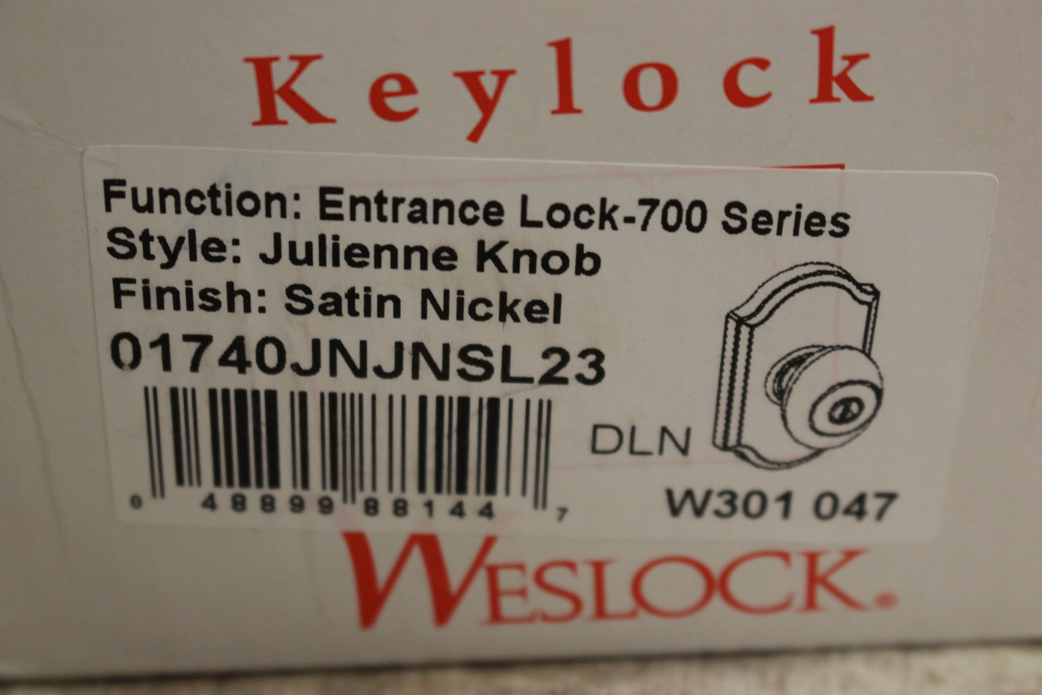 Weslock Keylock Entrance Lock 700 Series Julienne Knob Satin Nickel -New - Image 4