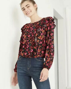 Wild Fable Women's Floral Print Long Sleeve Ruffle Blouse - Small - New - Image 2
