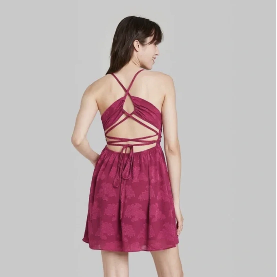 Wild Fable Women's Sleeveless Open Back Ruched Skater Dress - Rose Pink - XXL - Image 2