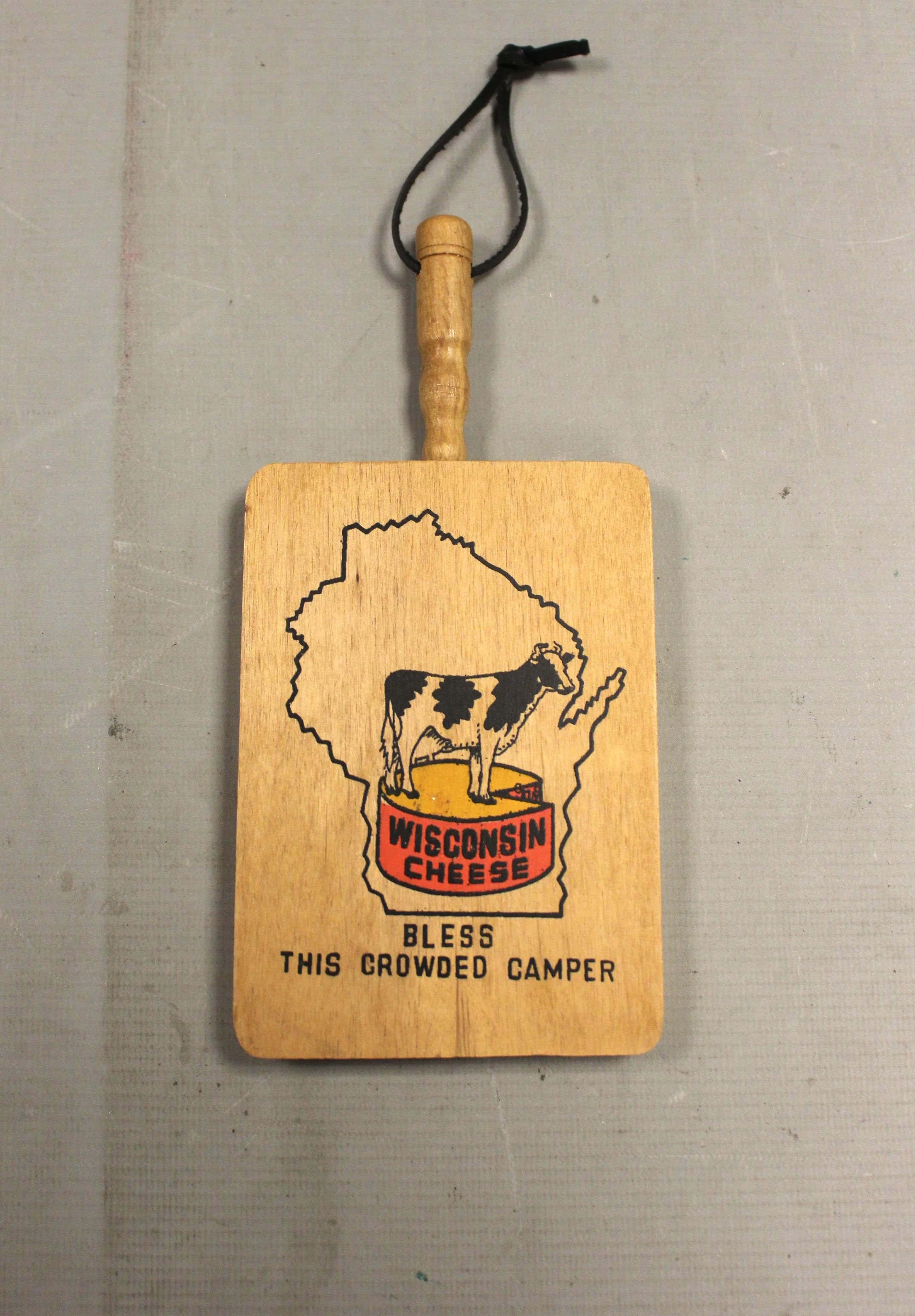 Wisconsin Cheese "Bless This Crowded Camper" Wood Cutting Board - Used