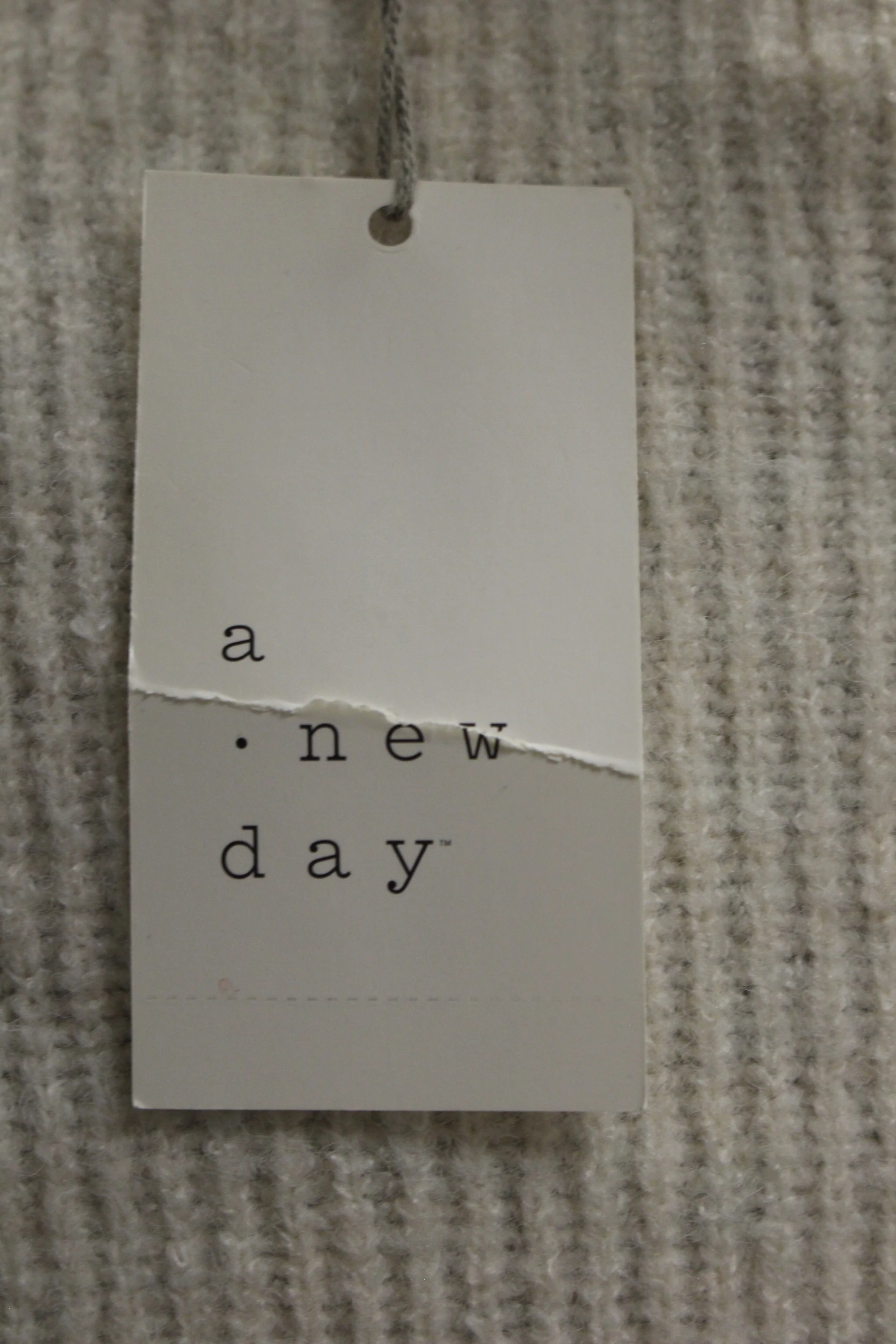 Women's Crew Neck Tie-Hem Pullover Sweater A New Day Cream Medium - Image 3