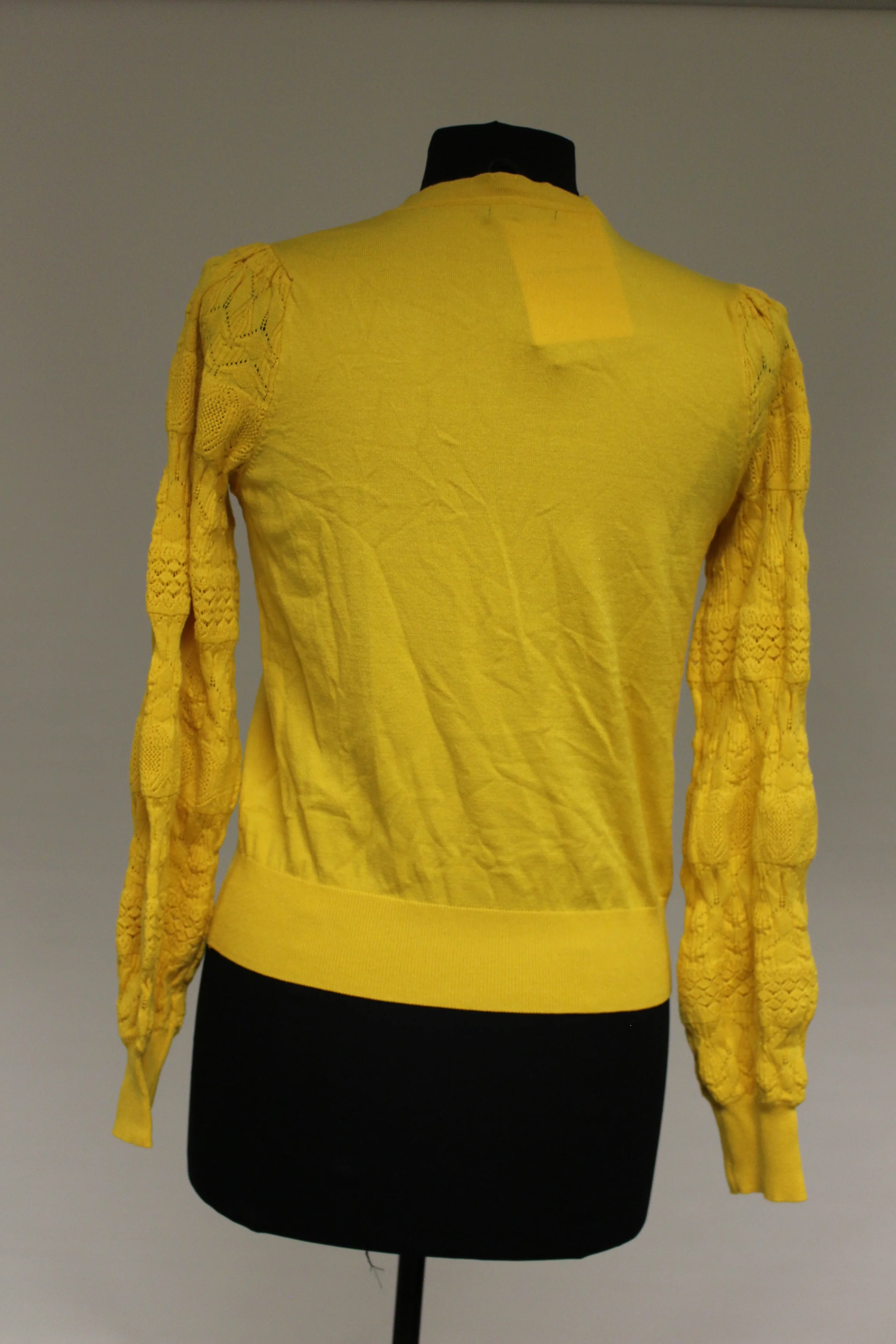 Women's Pointelle Crewneck Pullover Sweater - Yellow - XS - New - Image 2