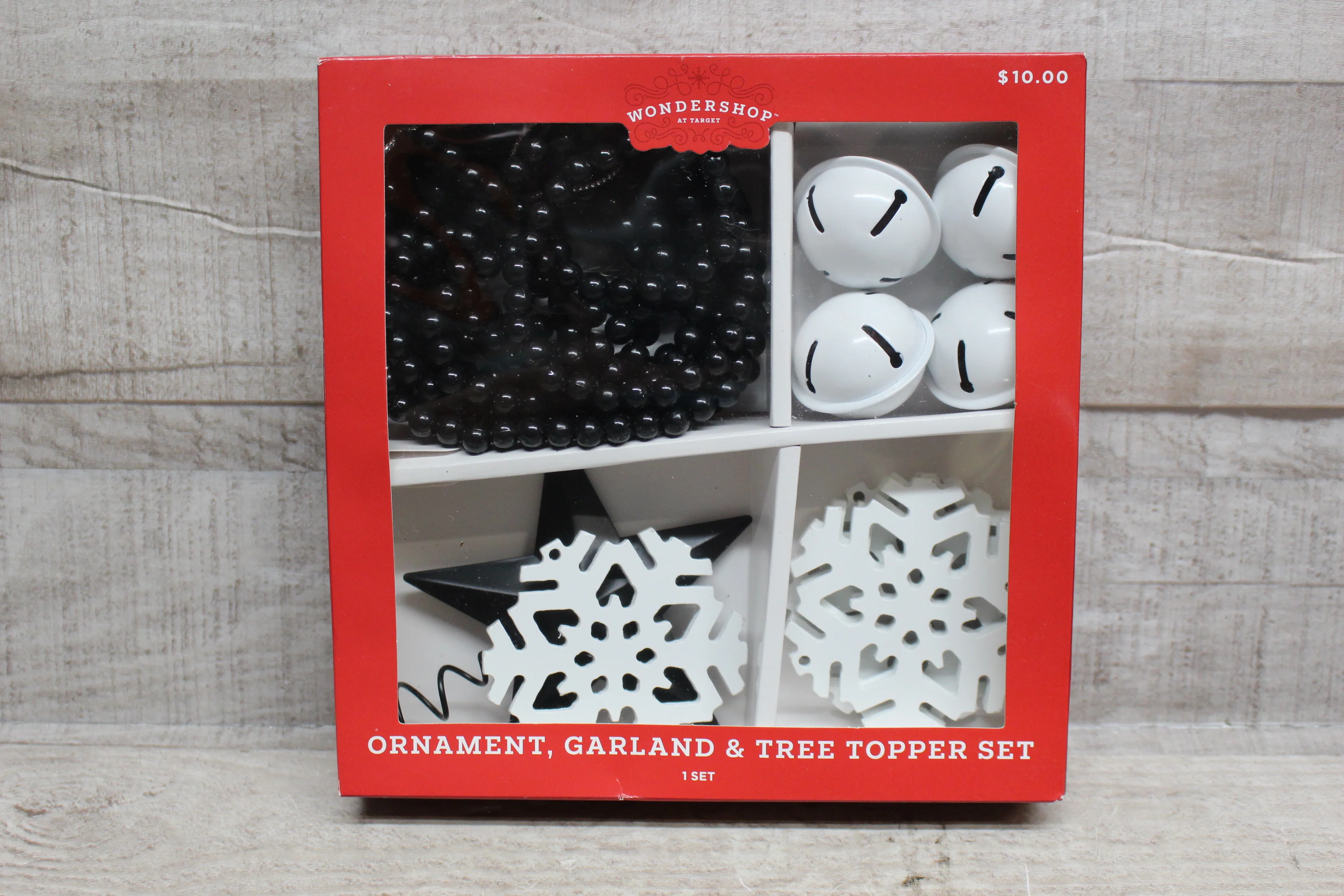 Wondershop By Target Ornament, Garland and Tree Topper Set Black -New