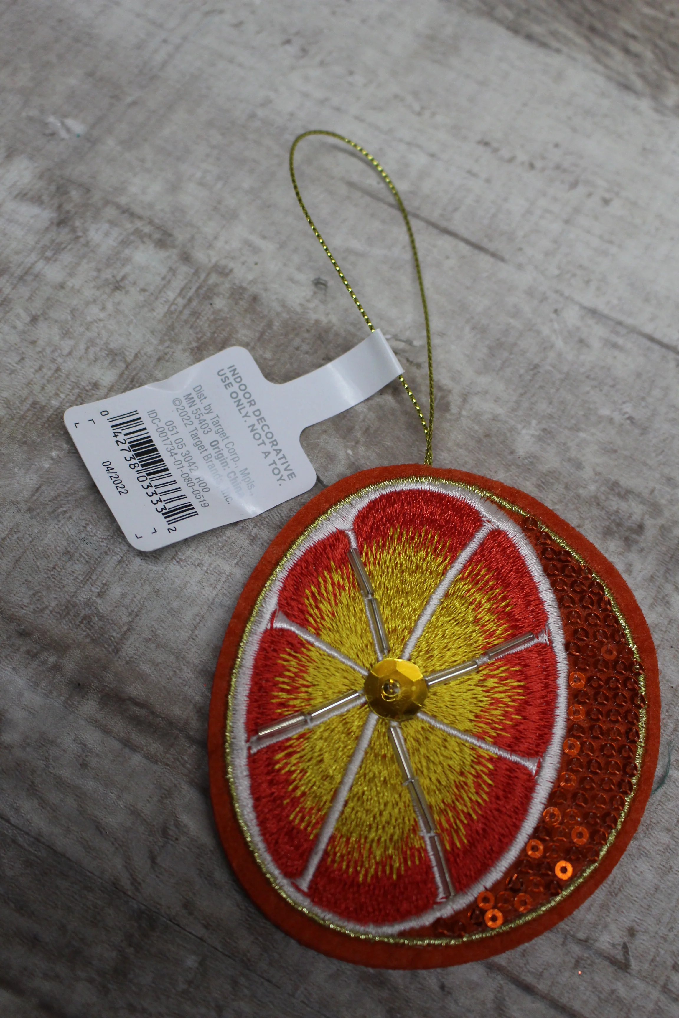 Wondershop By Target Tangerine Ornament -New