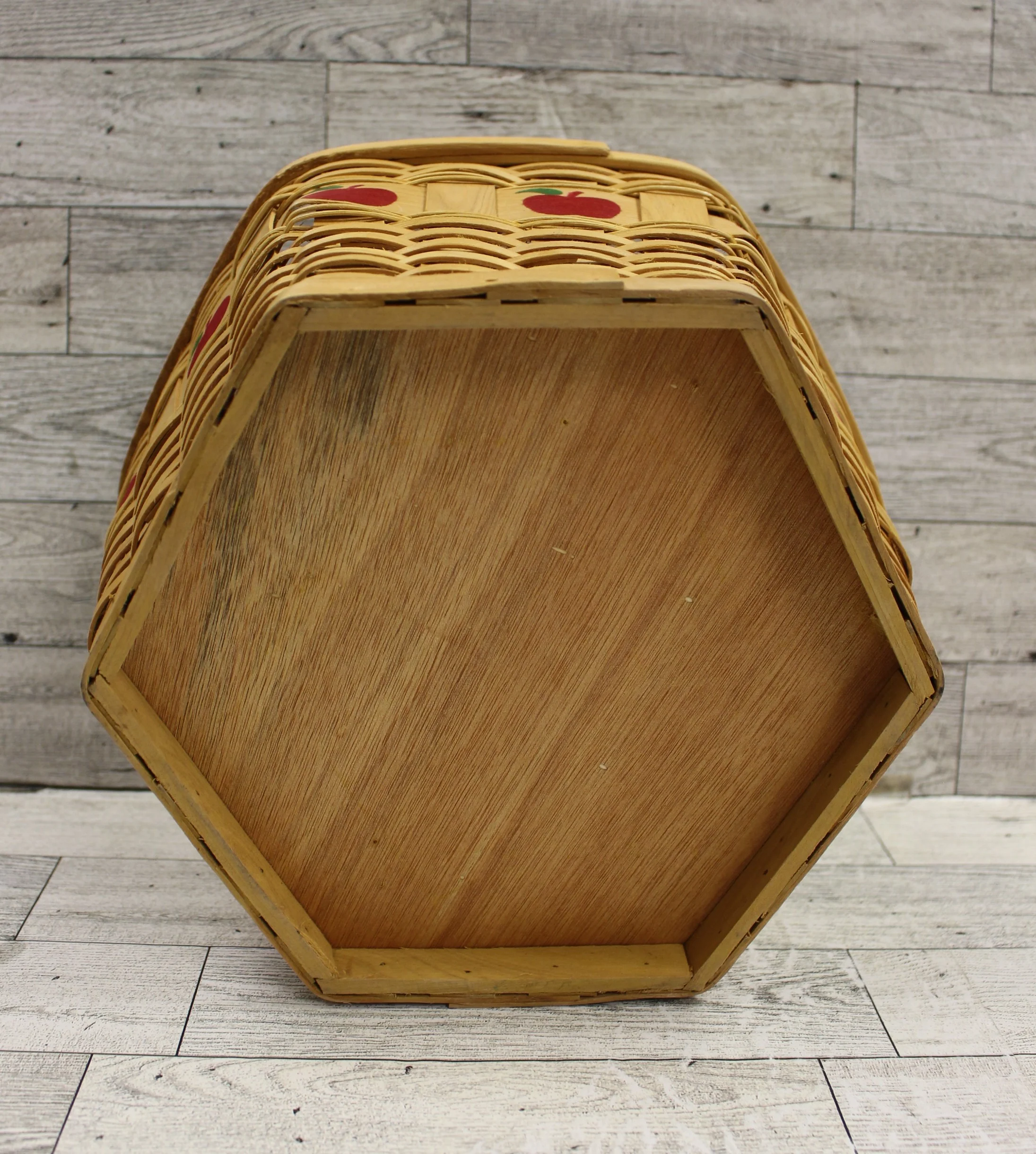 Woven Wicker Basket with Apples & Leaves - Fall Decoration - Used - Image 5