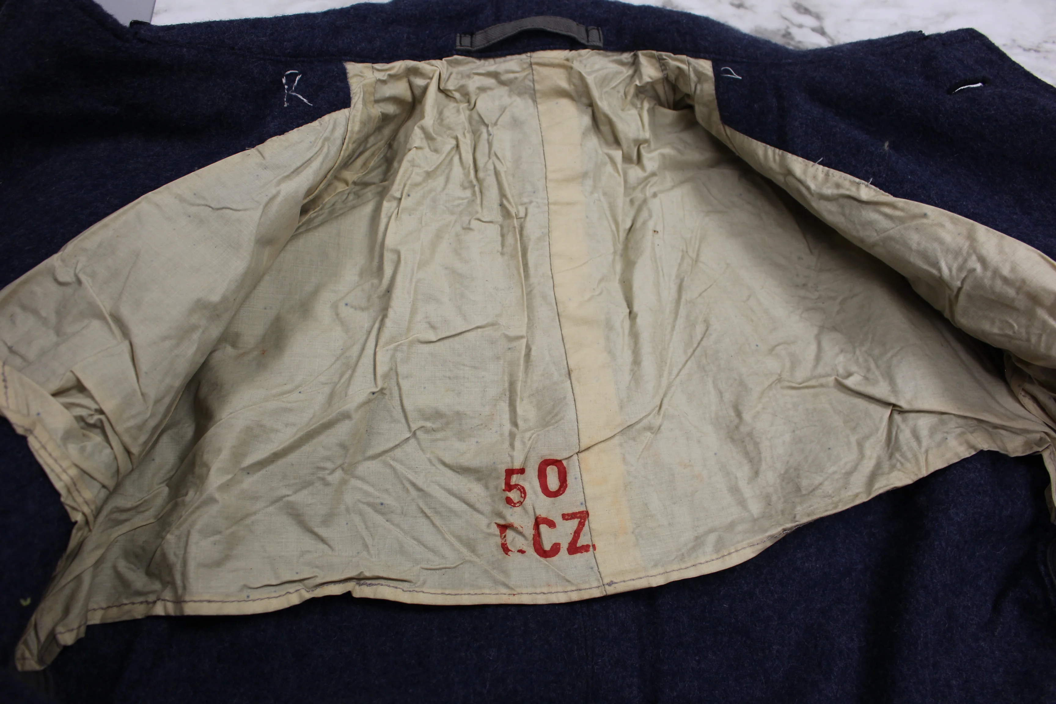WWII Swiss Army Men's Wool Pea Trench Coat - Size F.L. 50 - Used - Image 4